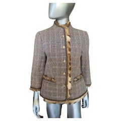 Worth New York Brown/Lilac Plaid Jacket with Removable Fur Trim Size 12