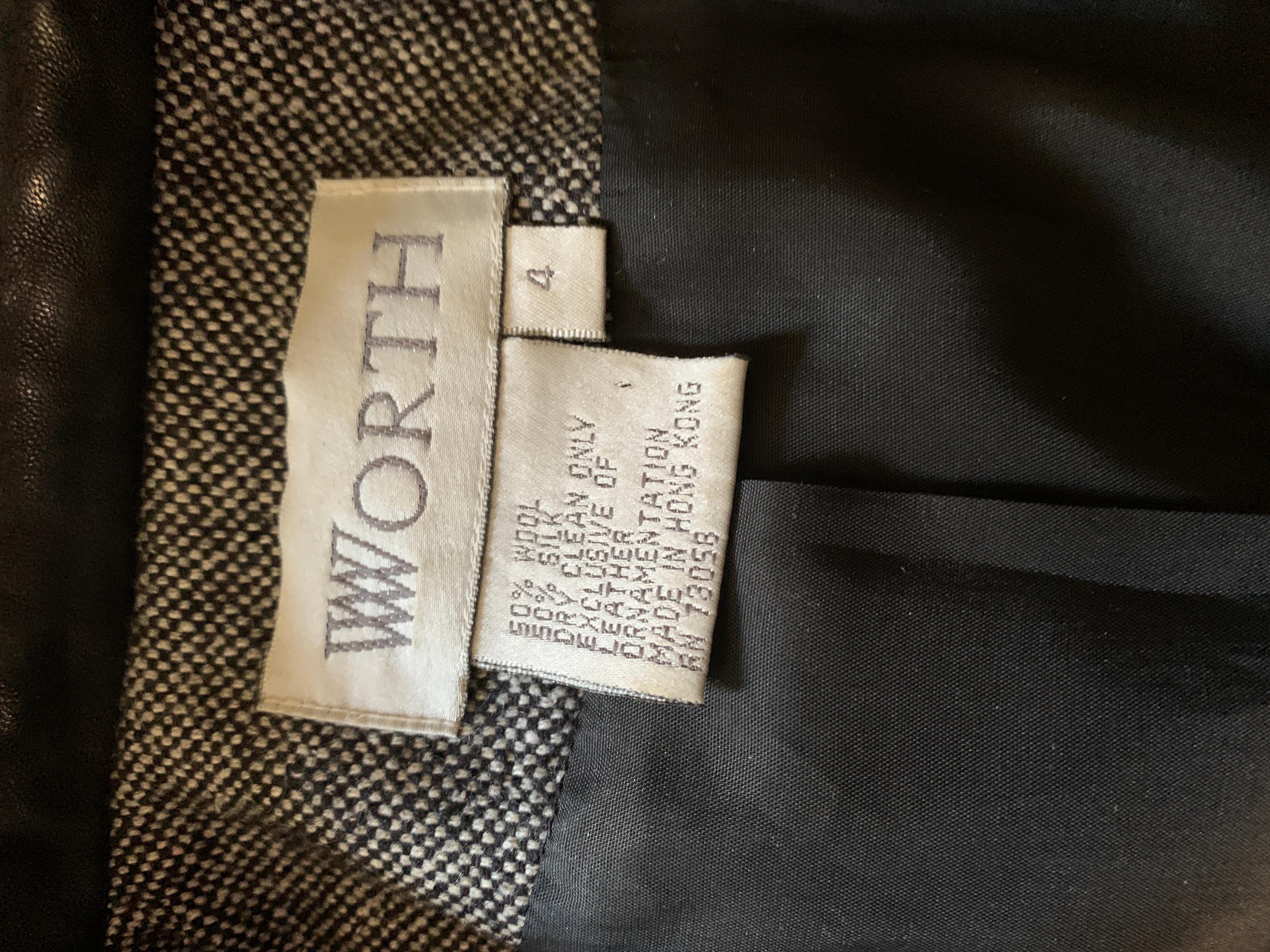 Worth New York Millitary Silk/Wool Coat Dress with Black Leather Trim Size 4 For Sale 5