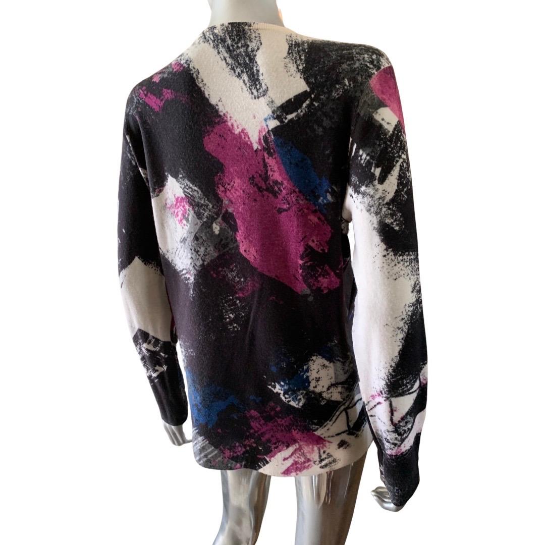 Black Worth New York Modern Art Abstract Pullover Sweater Size L For Sale