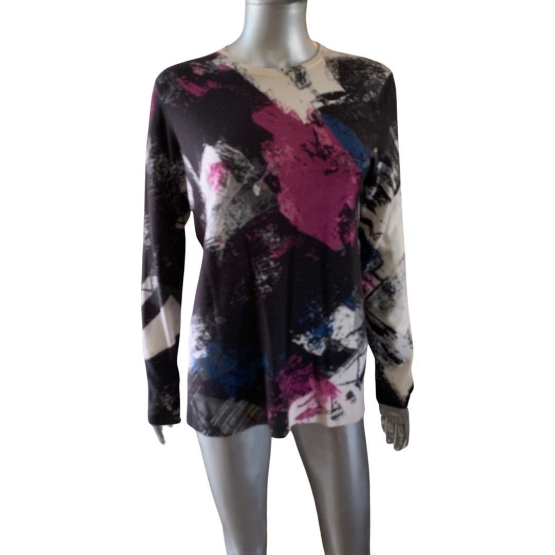 Worth New York Modern Art Abstract Pullover Sweater Size L In Good Condition For Sale In Palm Springs, CA