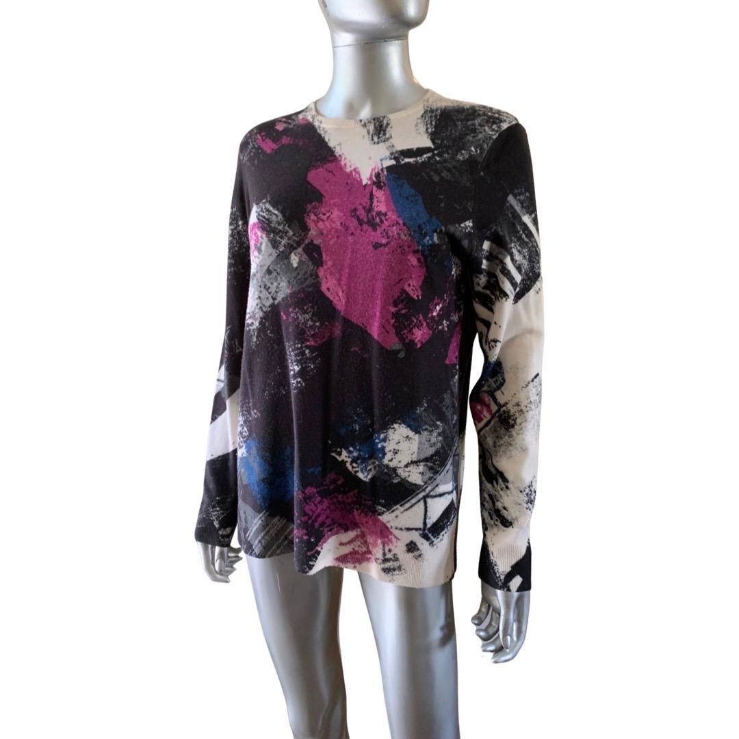 Women's Worth New York Modern Art Abstract Pullover Sweater Size L For Sale
