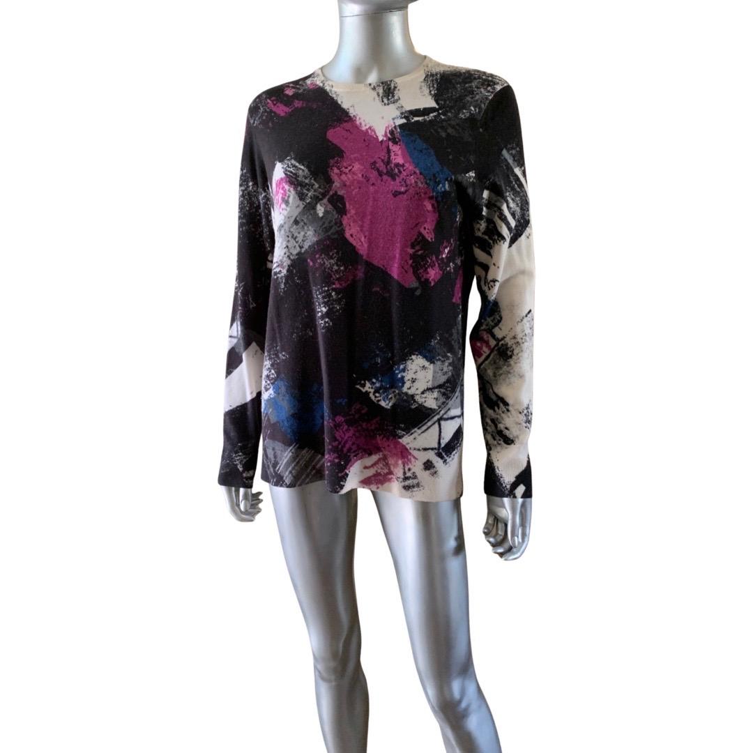 Worth New York Modern Art Abstract Pullover Sweater Size L For Sale 1
