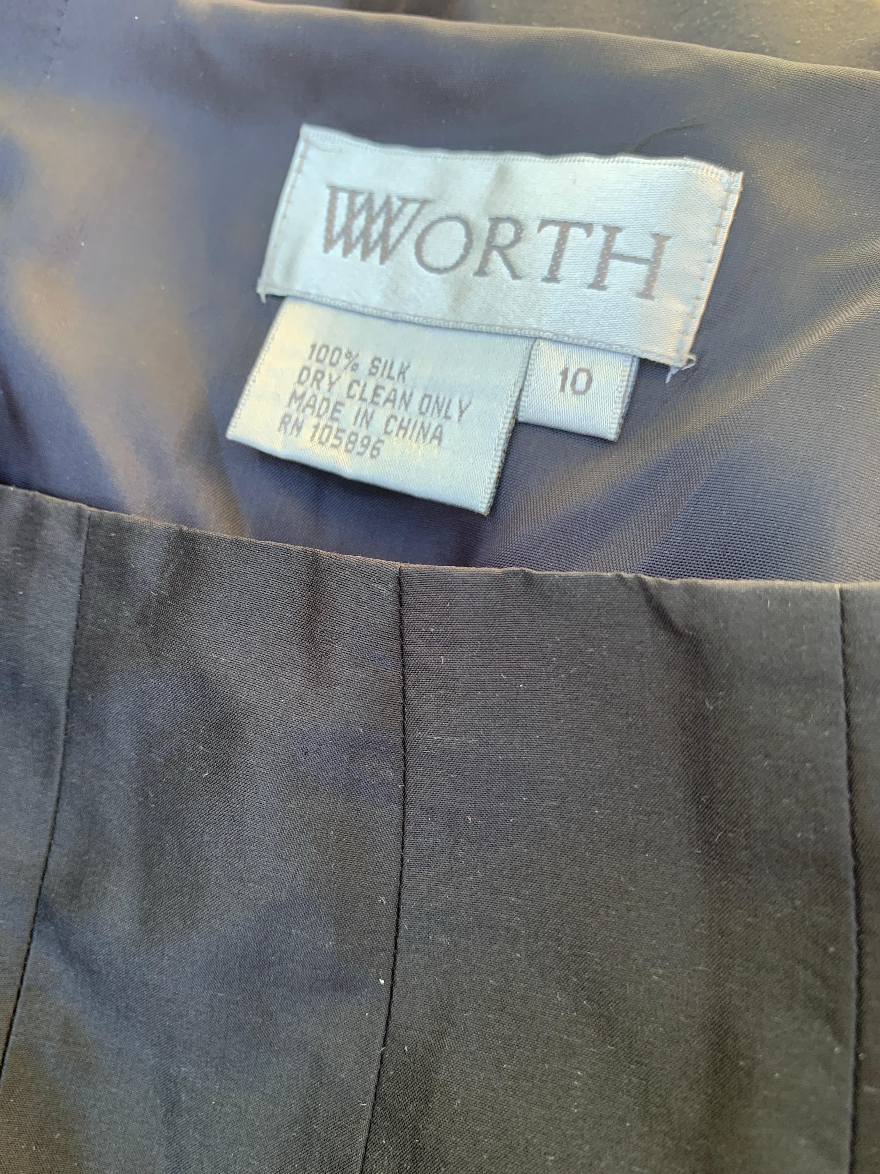 Worth NY 2 Piece Black Silk Sweater and Box Pleated Skirt Set Size 10/M For Sale 10