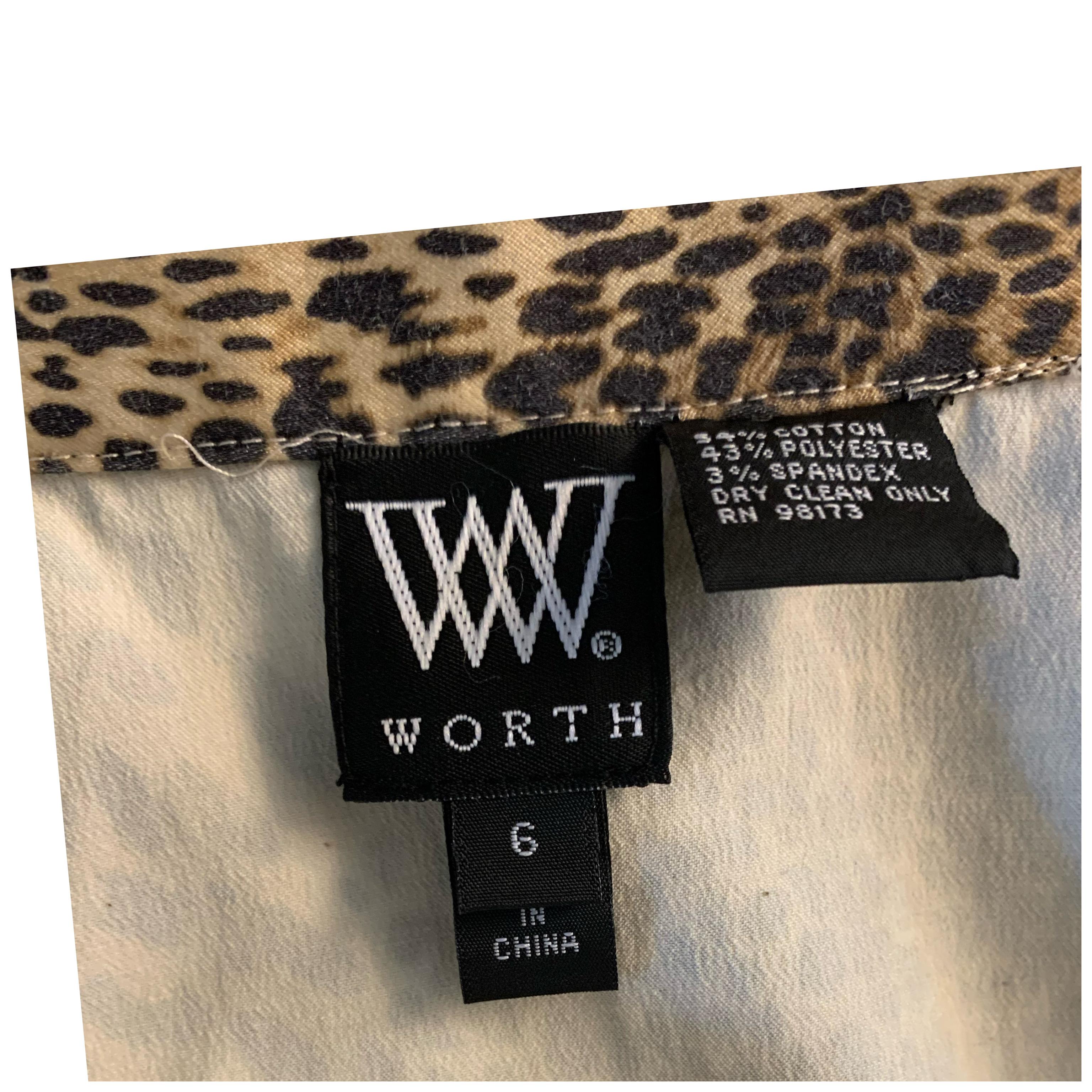 Worth “W” Label Leopard Print Skirt with Pleated Net Ruffle Hem Size 6 In Excellent Condition For Sale In Palm Springs, CA