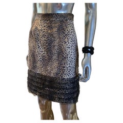 Worth “W” Label Leopard Print Skirt with Pleated Net Ruffle Hem Size 6