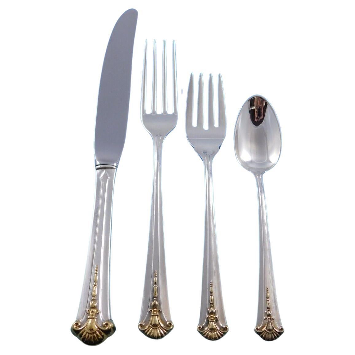 Worthington Gold by Kirk Stieff Sterling Silver Flatware Set Service Dinner