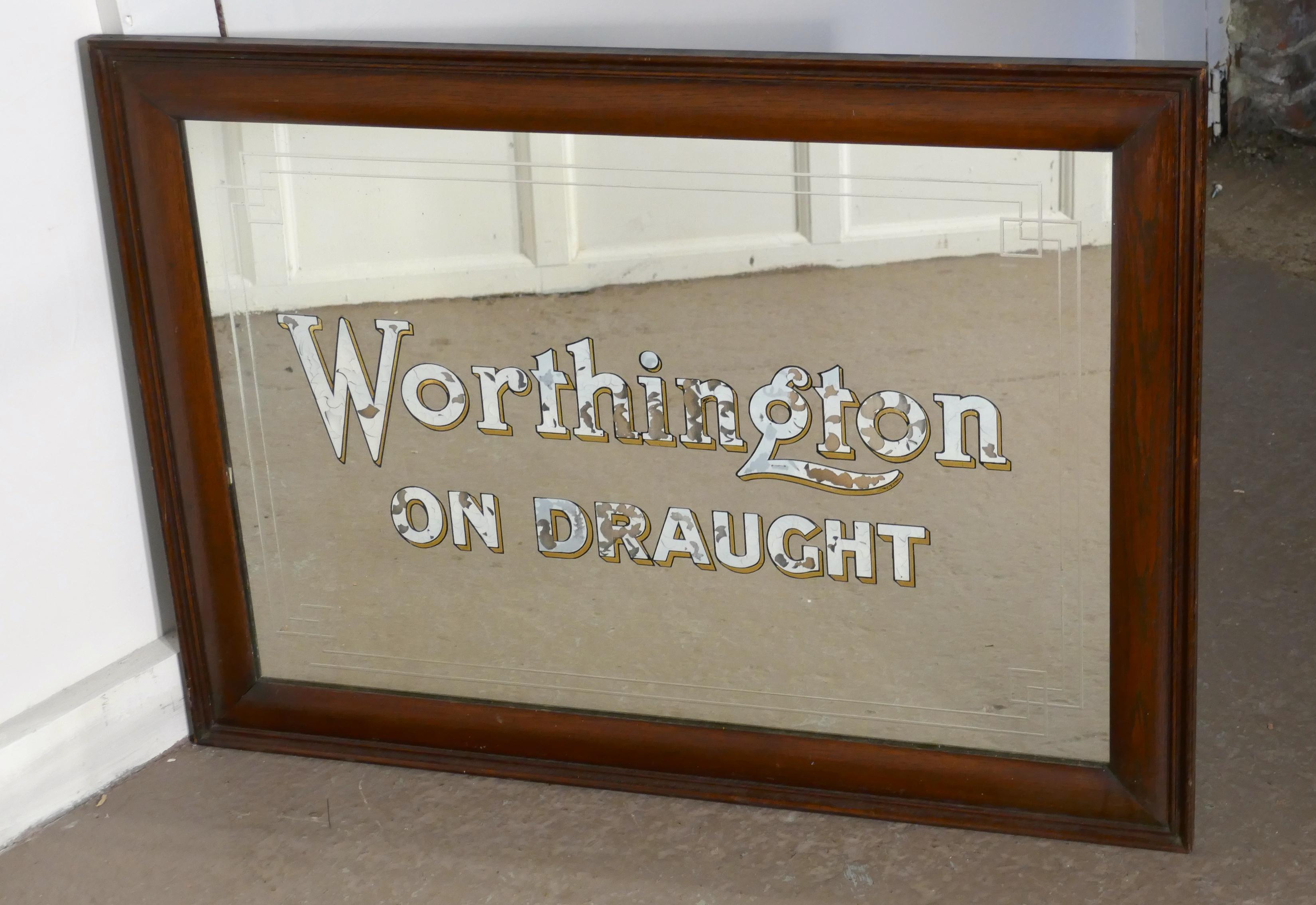 Worthington on Draught Beer Advertising Mirror In Fair Condition In Godshill, Isle of Wight
