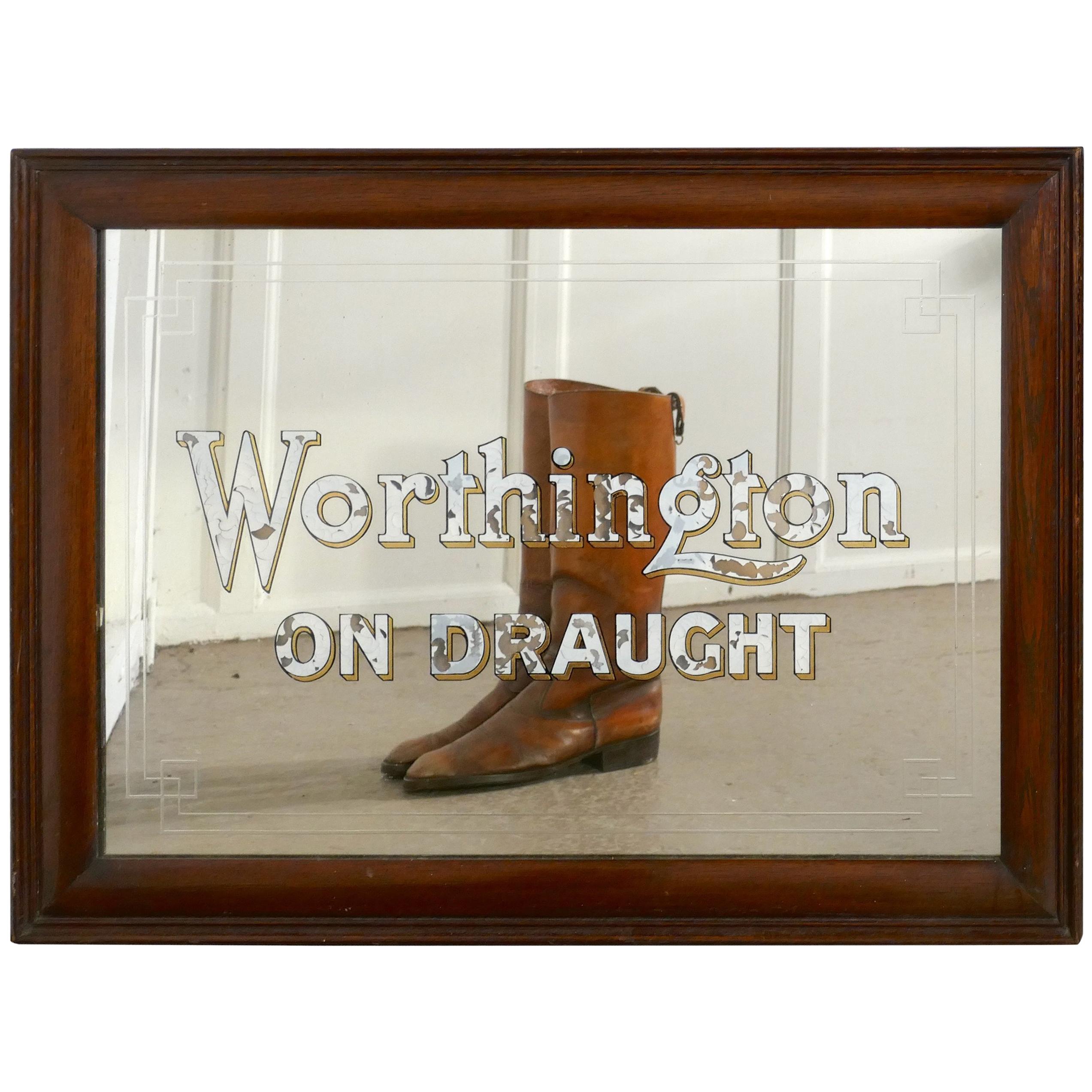 Worthington on Draught Beer Advertising Mirror