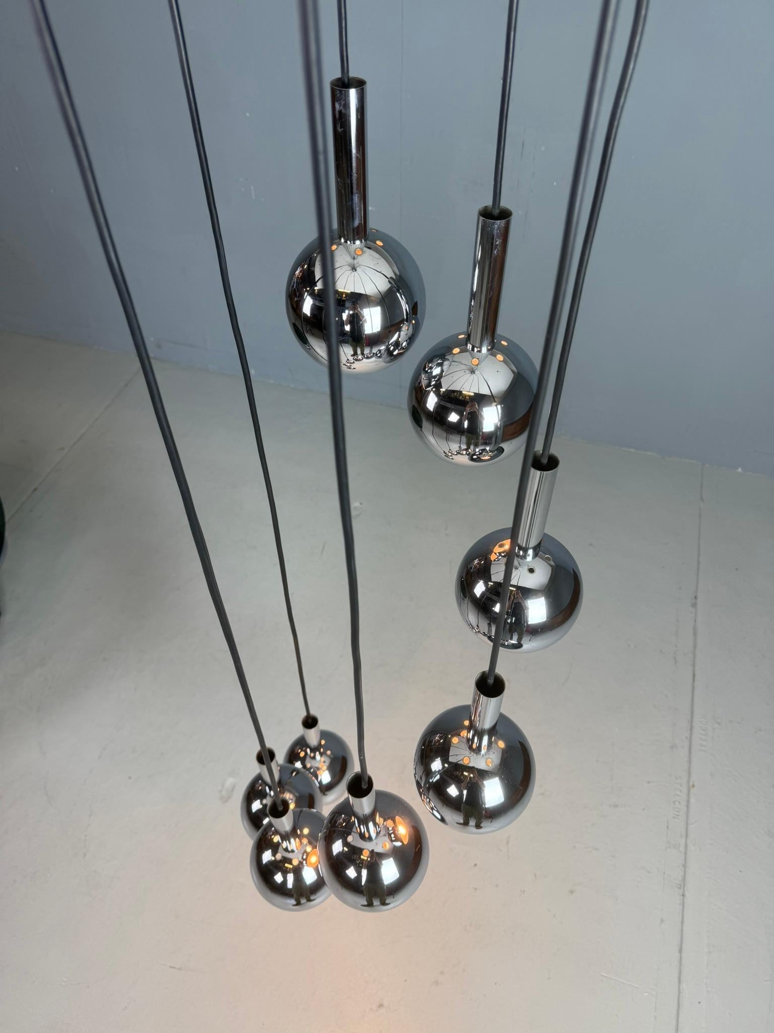 Wortmann & Filz cascade chandelier chroom, space age 1970s For Sale 3