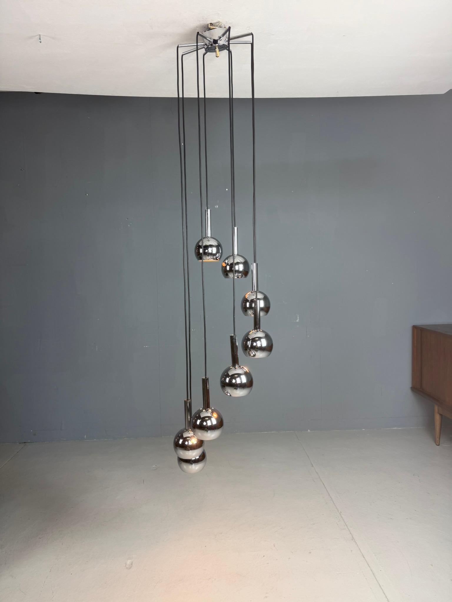 Wortmann & Filz cascade chandelier chroom, space age 1970s For Sale 6