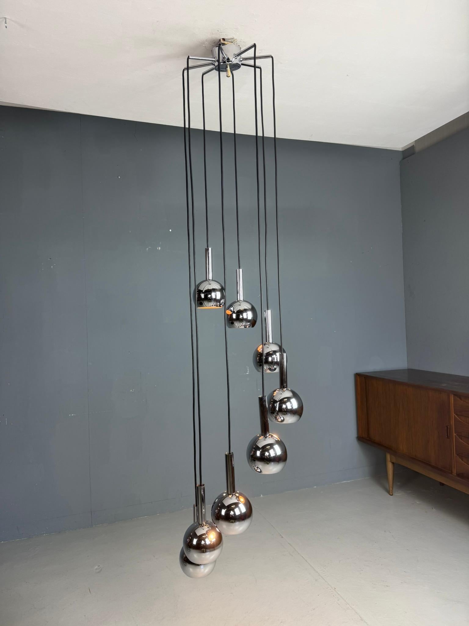 Wortmann & Filz cascade chandelier chroom, space age 1970s For Sale 7