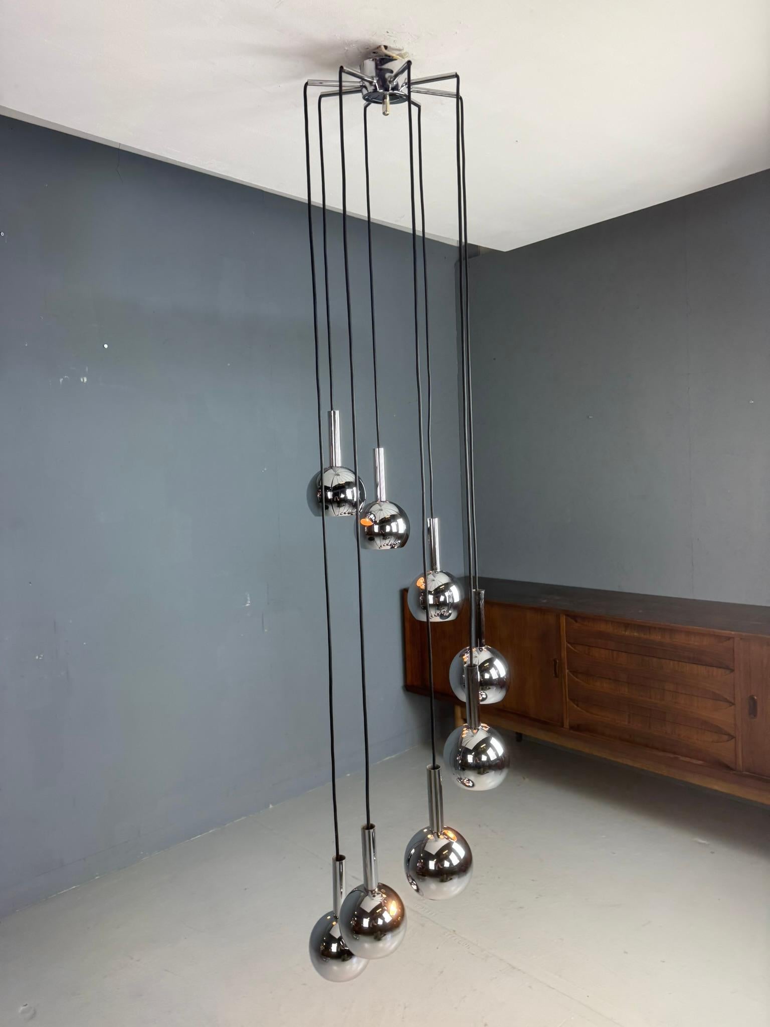 Wortmann & Filz cascade chandelier chroom, space age 1970s For Sale 8