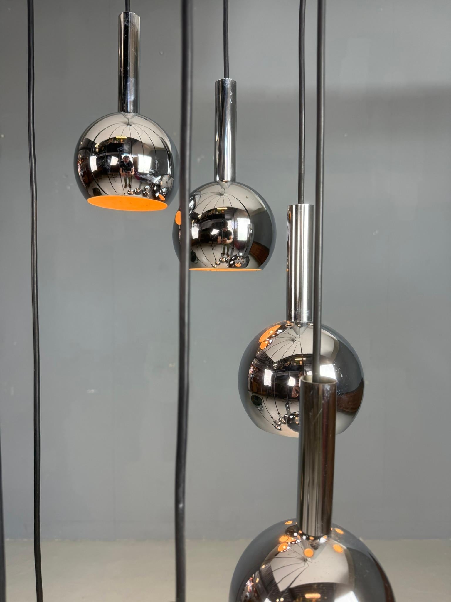 20th Century Wortmann & Filz cascade chandelier chroom, space age 1970s For Sale