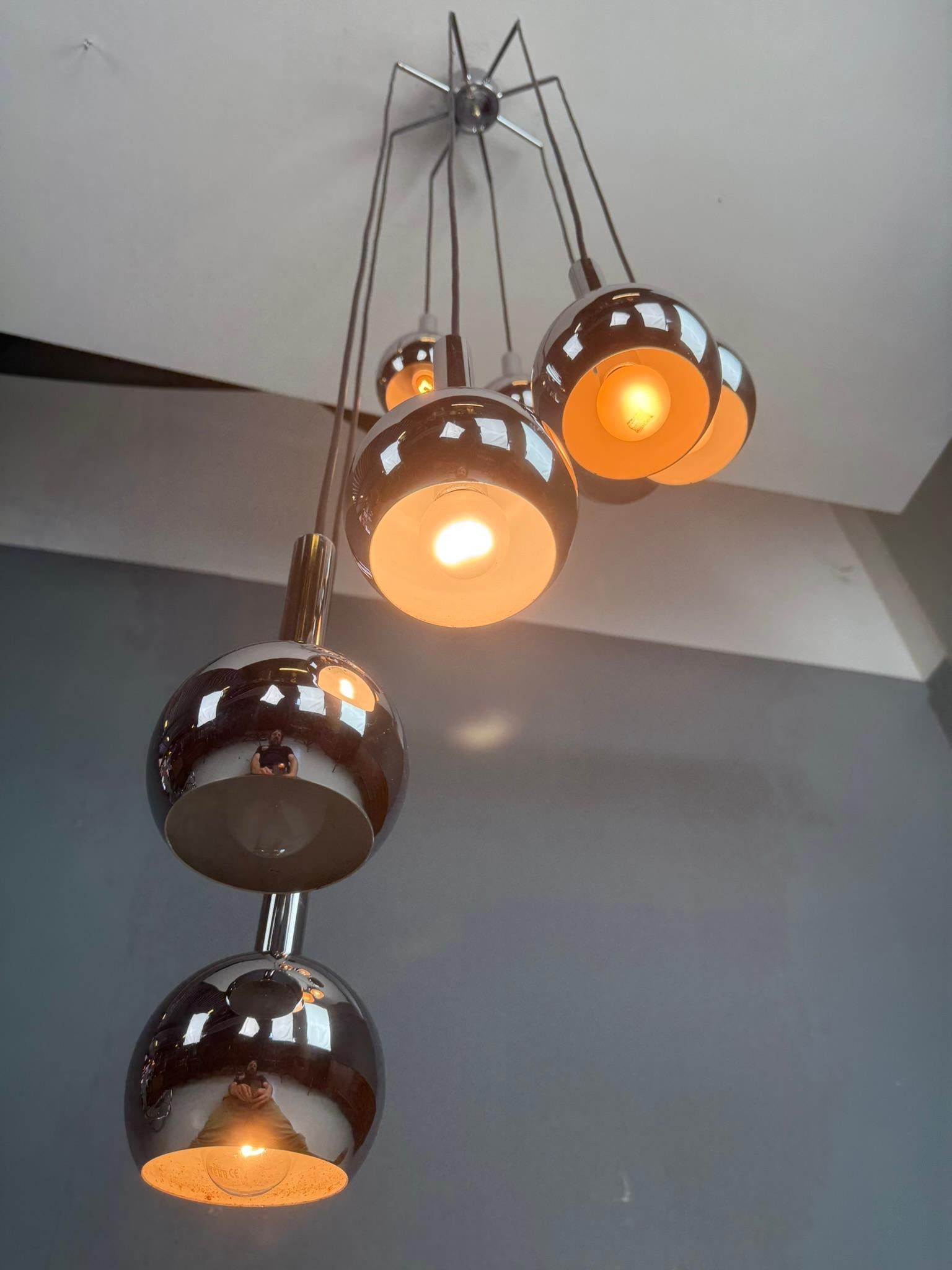 Wortmann & Filz cascade chandelier chroom, space age 1970s For Sale 1