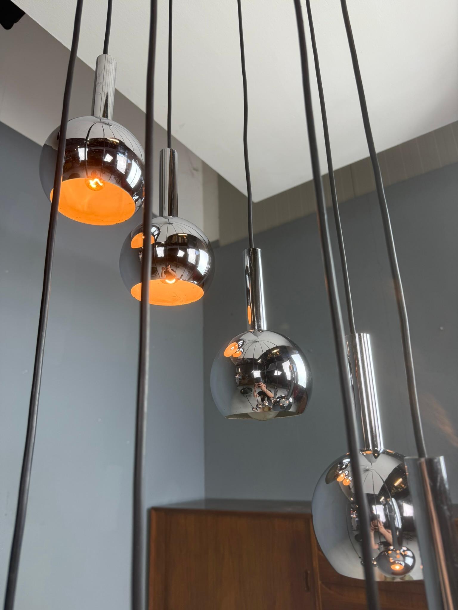 Wortmann & Filz cascade chandelier chroom, space age 1970s For Sale 2