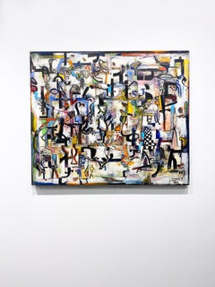 Peinture acrylique abstraite contemporaine "Heart of Music III" de Wosene Kosrof