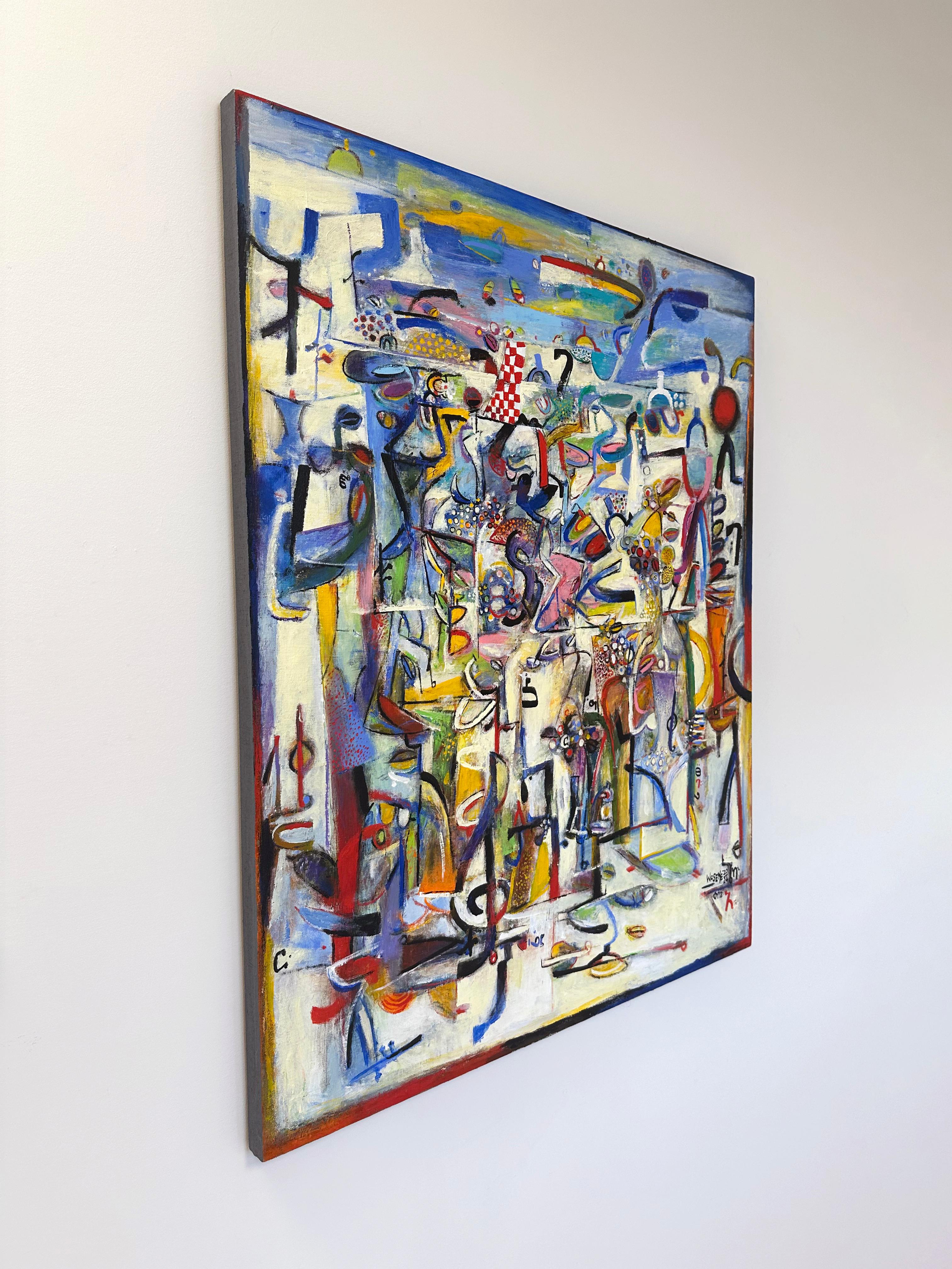 Colorful, Abstract, Acrylic Painting 'On the Road IV' by Wosene Kosrof 2