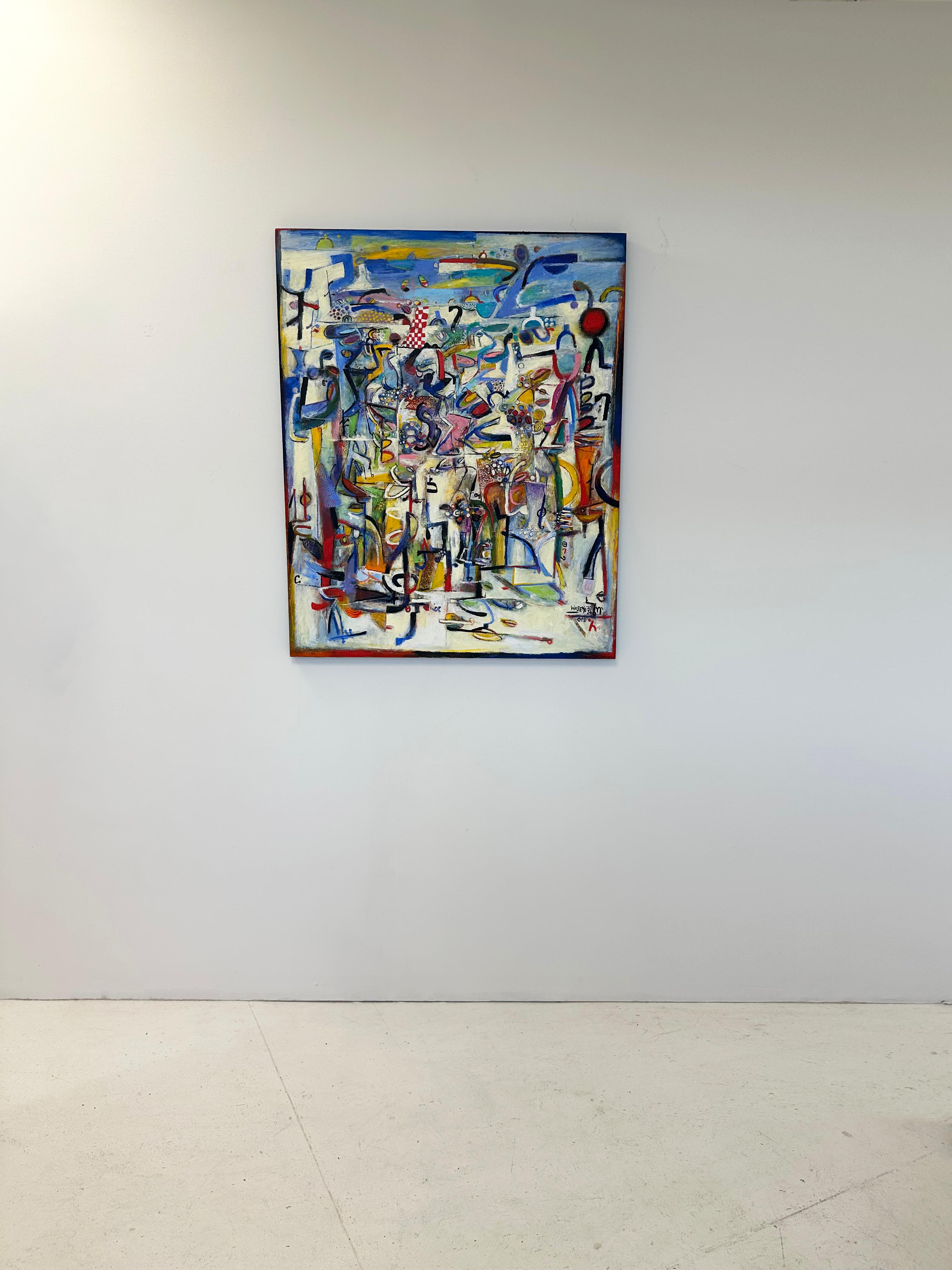 Colorful, Abstract, Acrylic Painting 'On the Road IV' by Wosene Kosrof 3