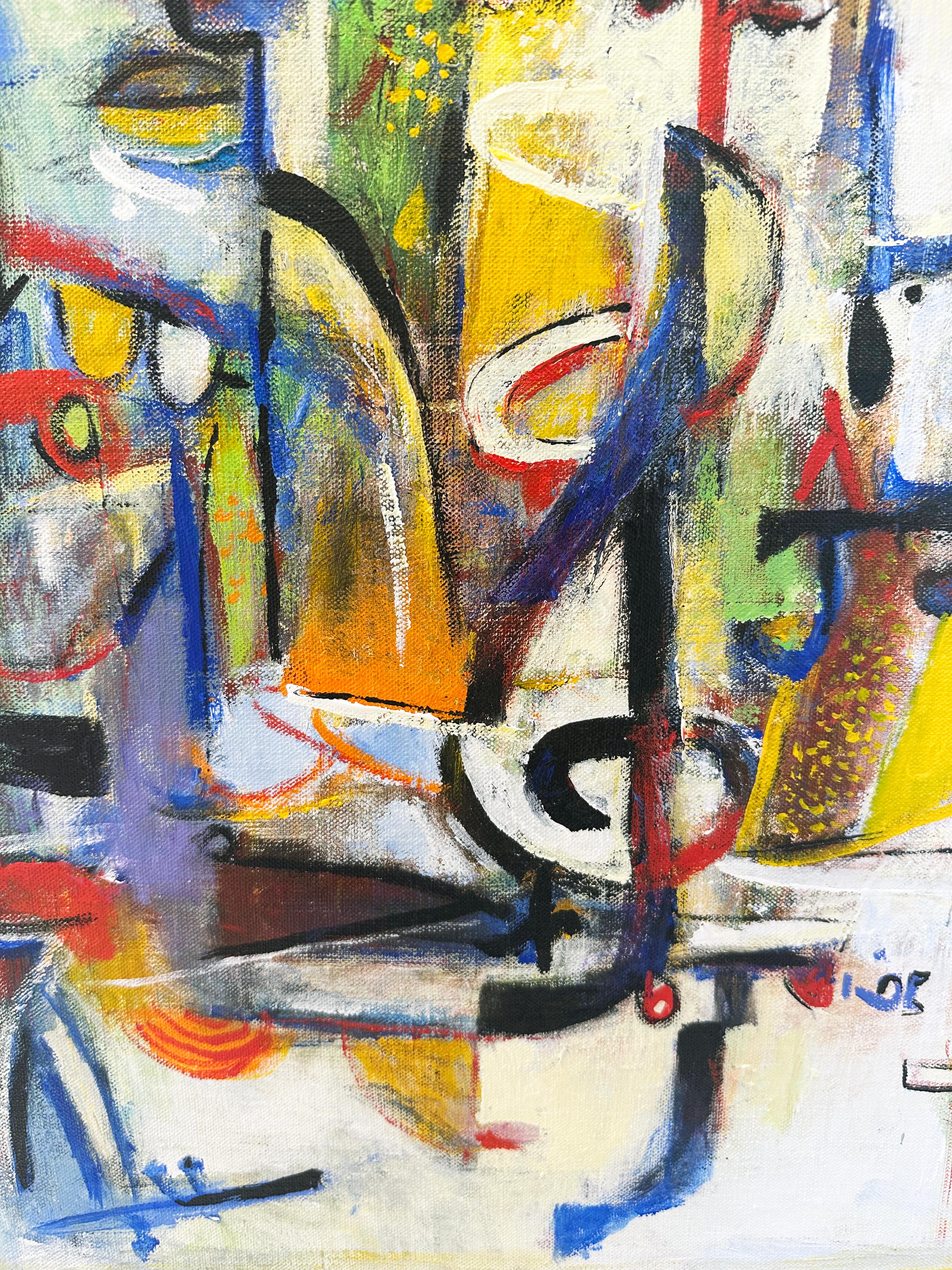 Colorful, Abstract, Acrylic Painting 'On the Road IV' by Wosene Kosrof 5