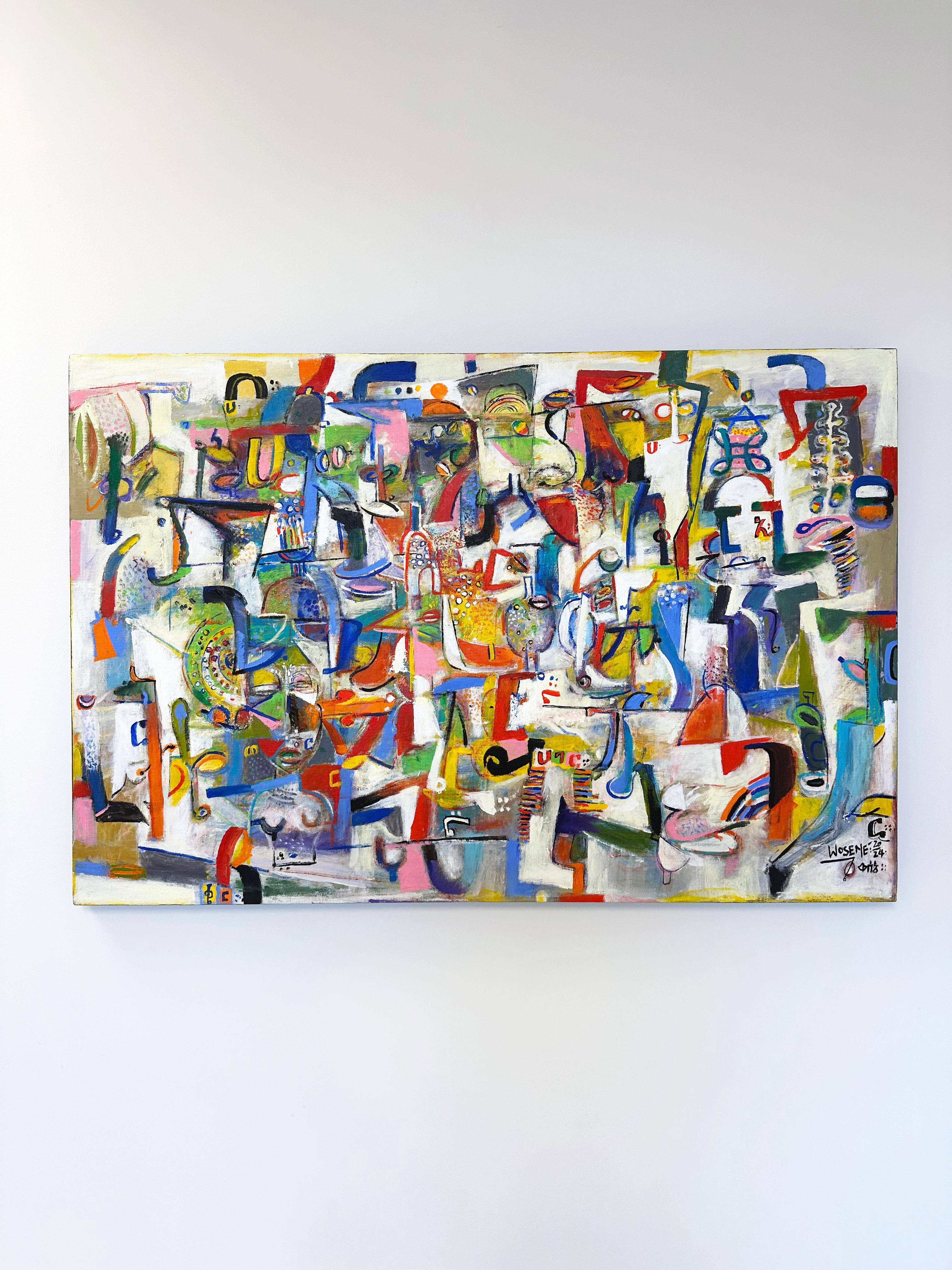 Pittura contemporanea astratta in acrilico 