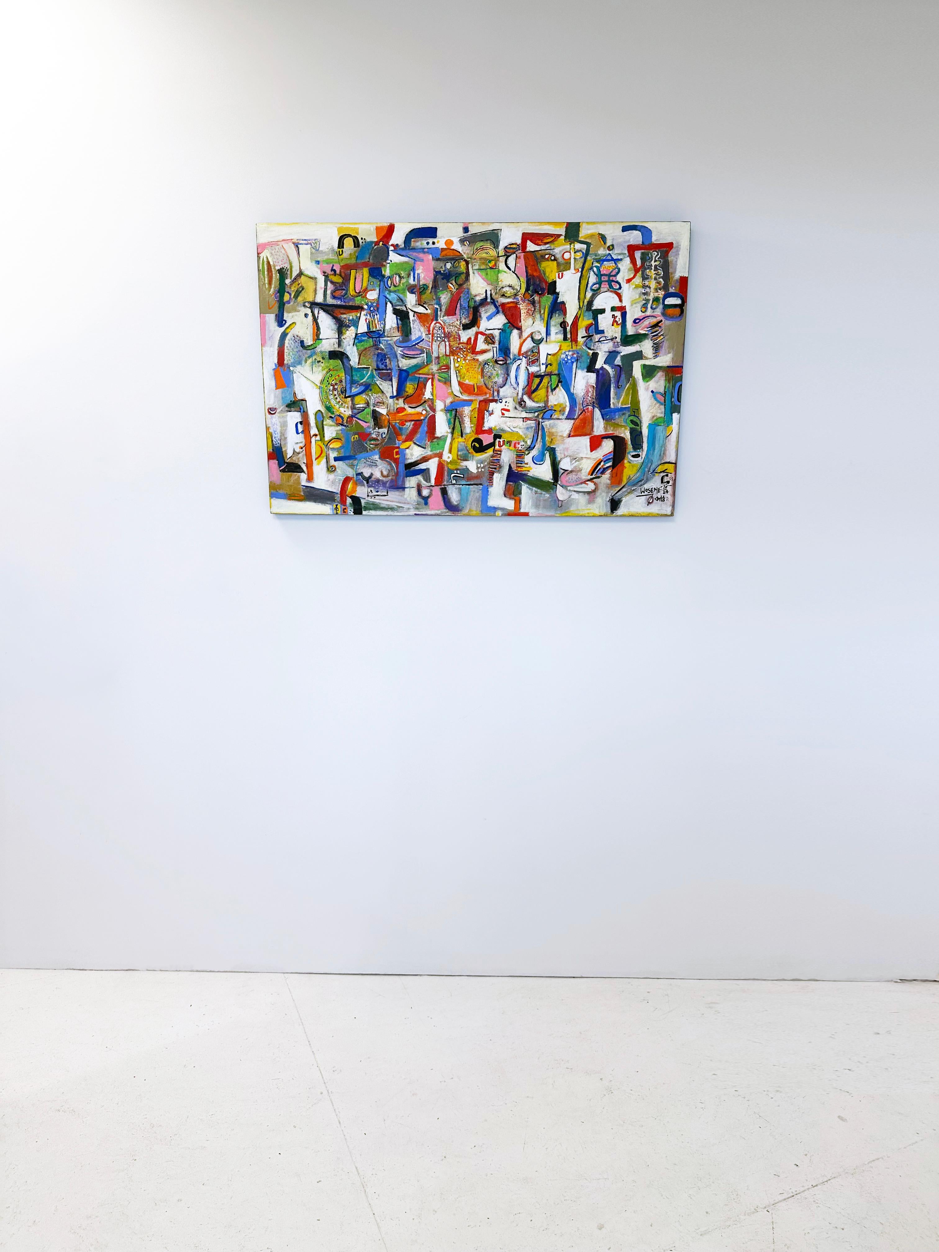 Pittura contemporanea astratta in acrilico 
