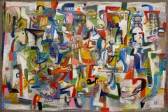 Pittura contemporanea astratta in acrilico "Il giardino del jazz IV" di Wosene Kosrof