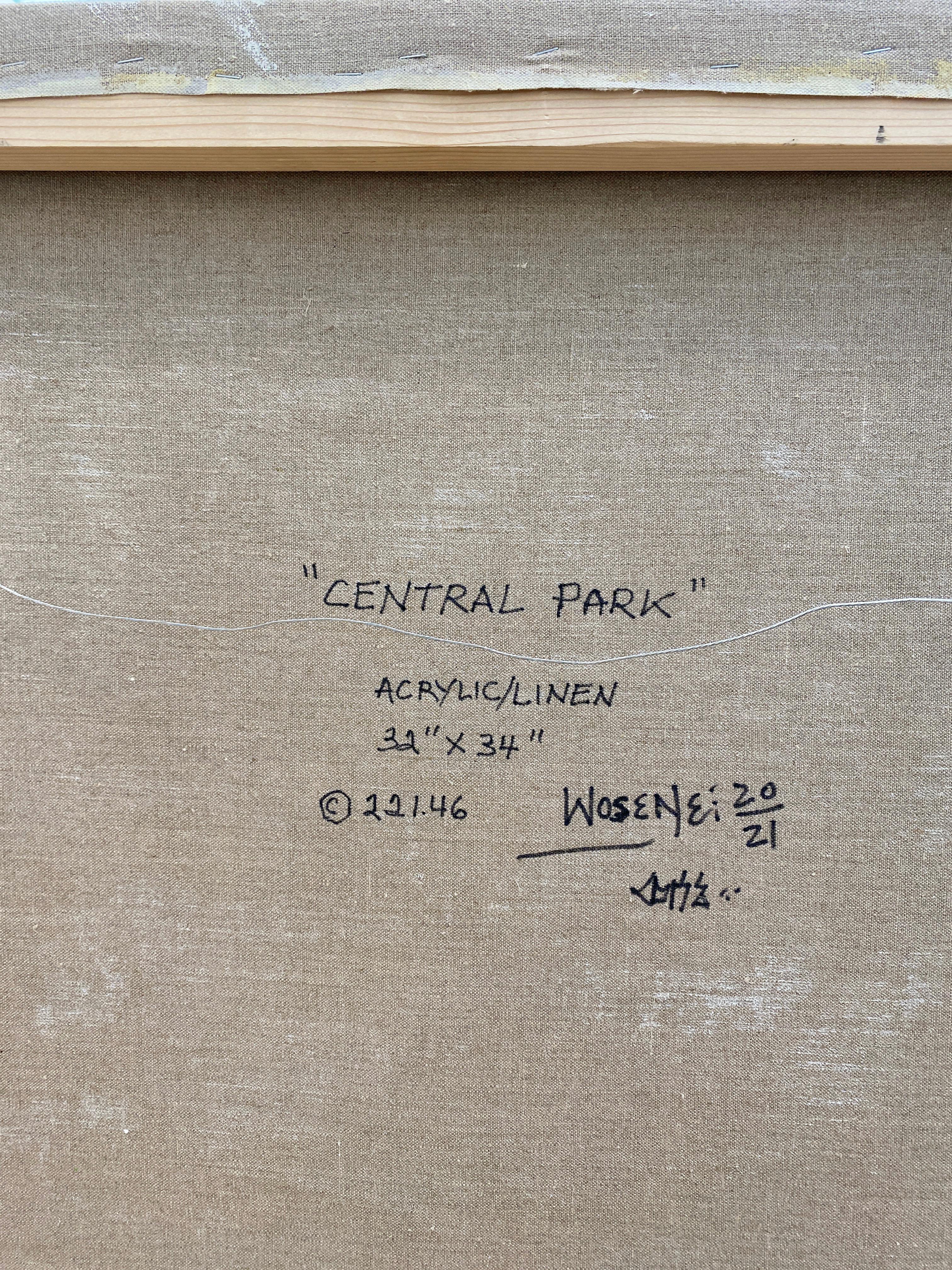 Semi-Abstract, Colorful Painting by African artist 'Central Park' For Sale 2