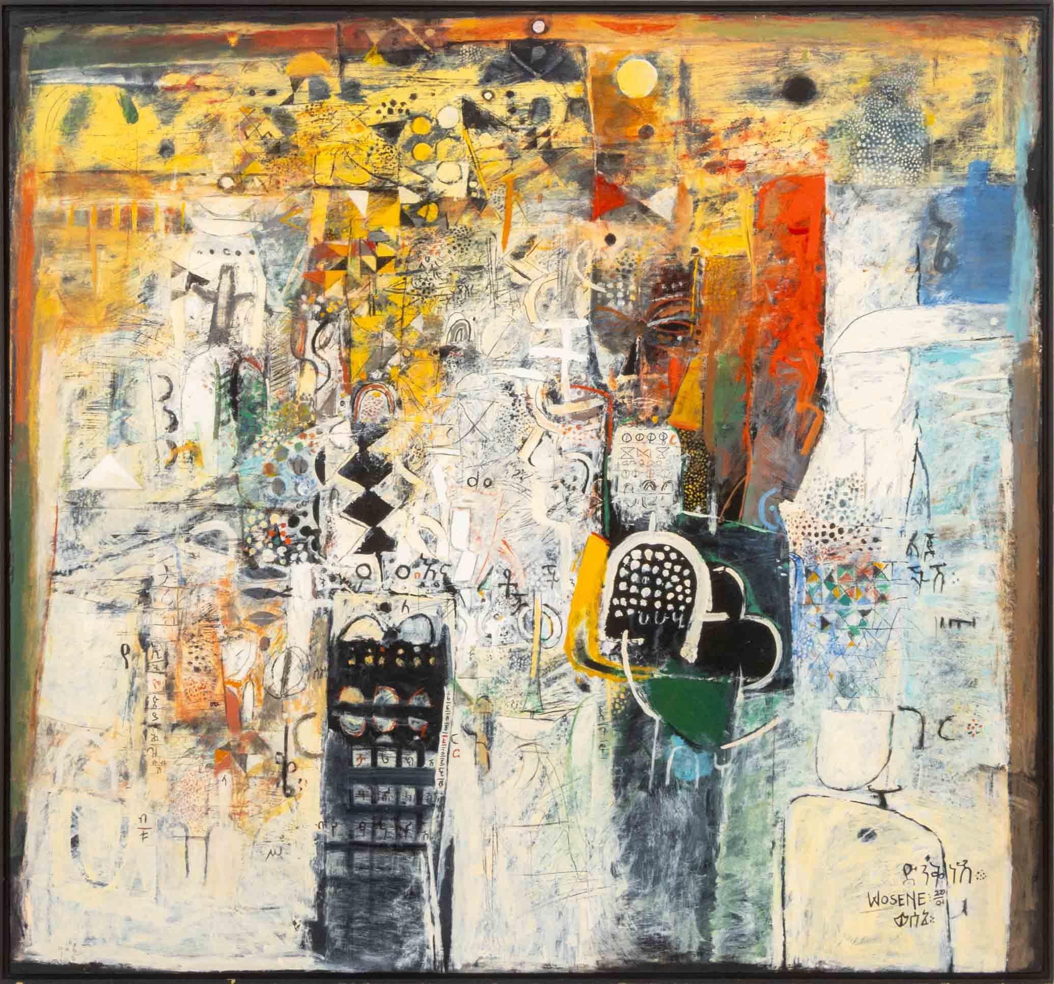 Lucy on Broadway, Abstract Acrylic Painting on Canvas, Framed, 2001