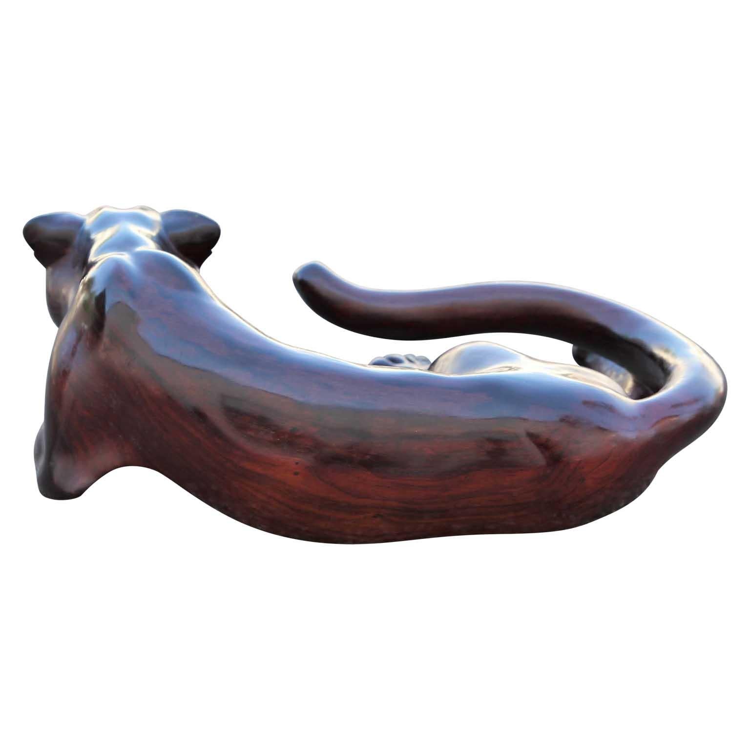 Hardwood Wounaan Embera Cocobolo Wooden Cougar / Panther Sculpture by Eliciano Membache