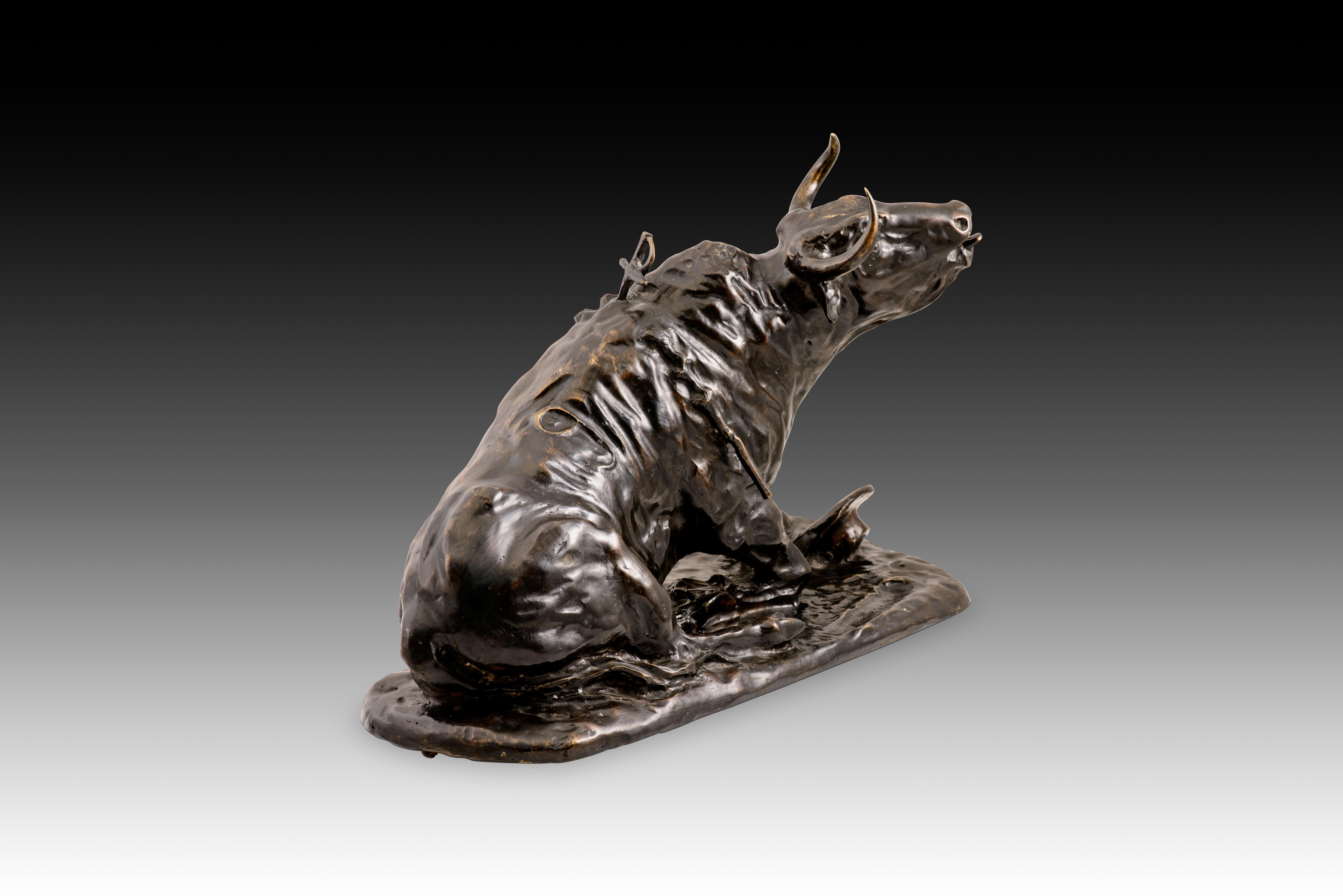 Verwundeter Stier. Bronze. BONILLA VILLALBA, Francisco (1920-1978). (Sonstiges) im Angebot