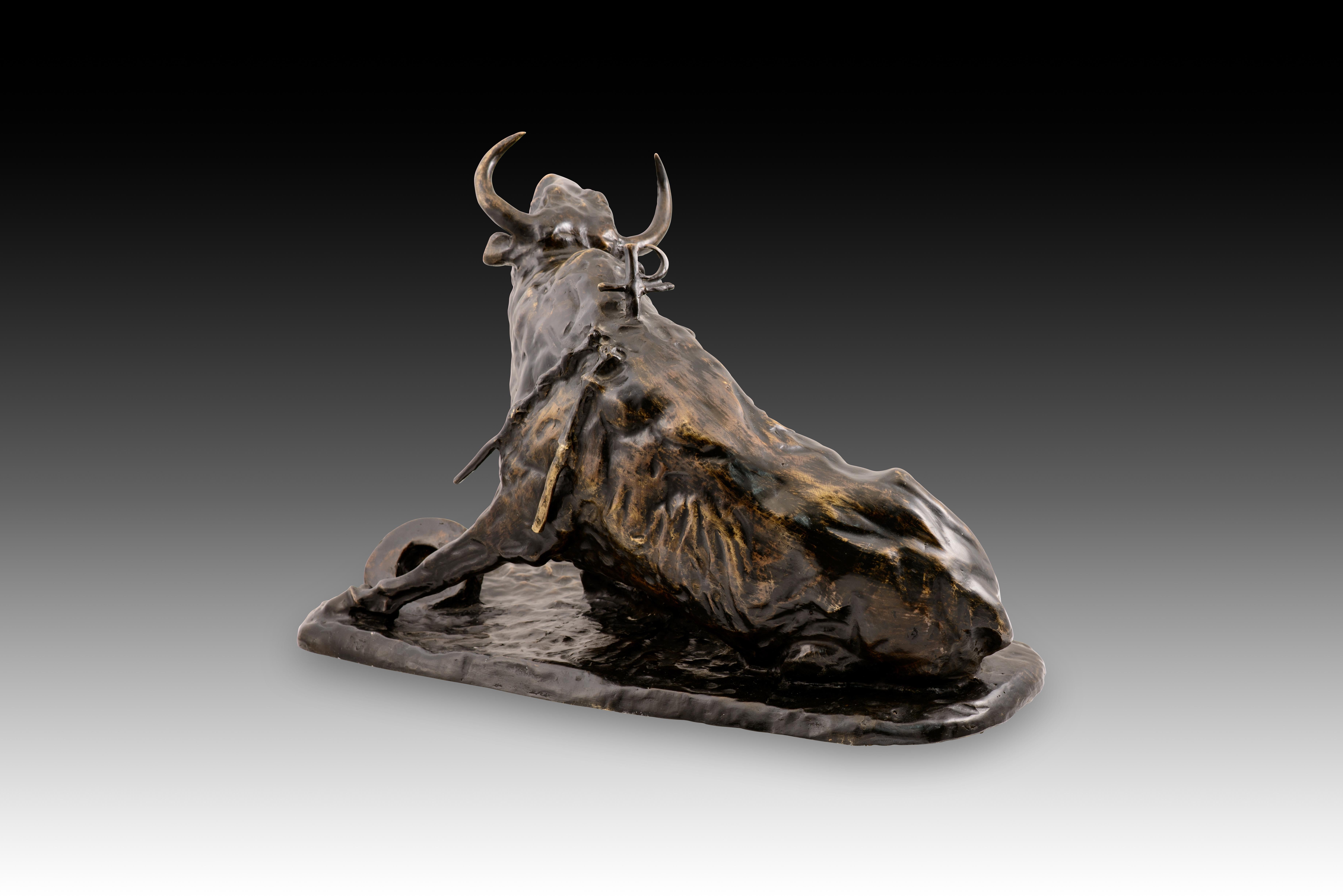 Verwundeter Stier. Bronze. BONILLA VILLALBA, Francisco (1920-1978). (Spanisch) im Angebot
