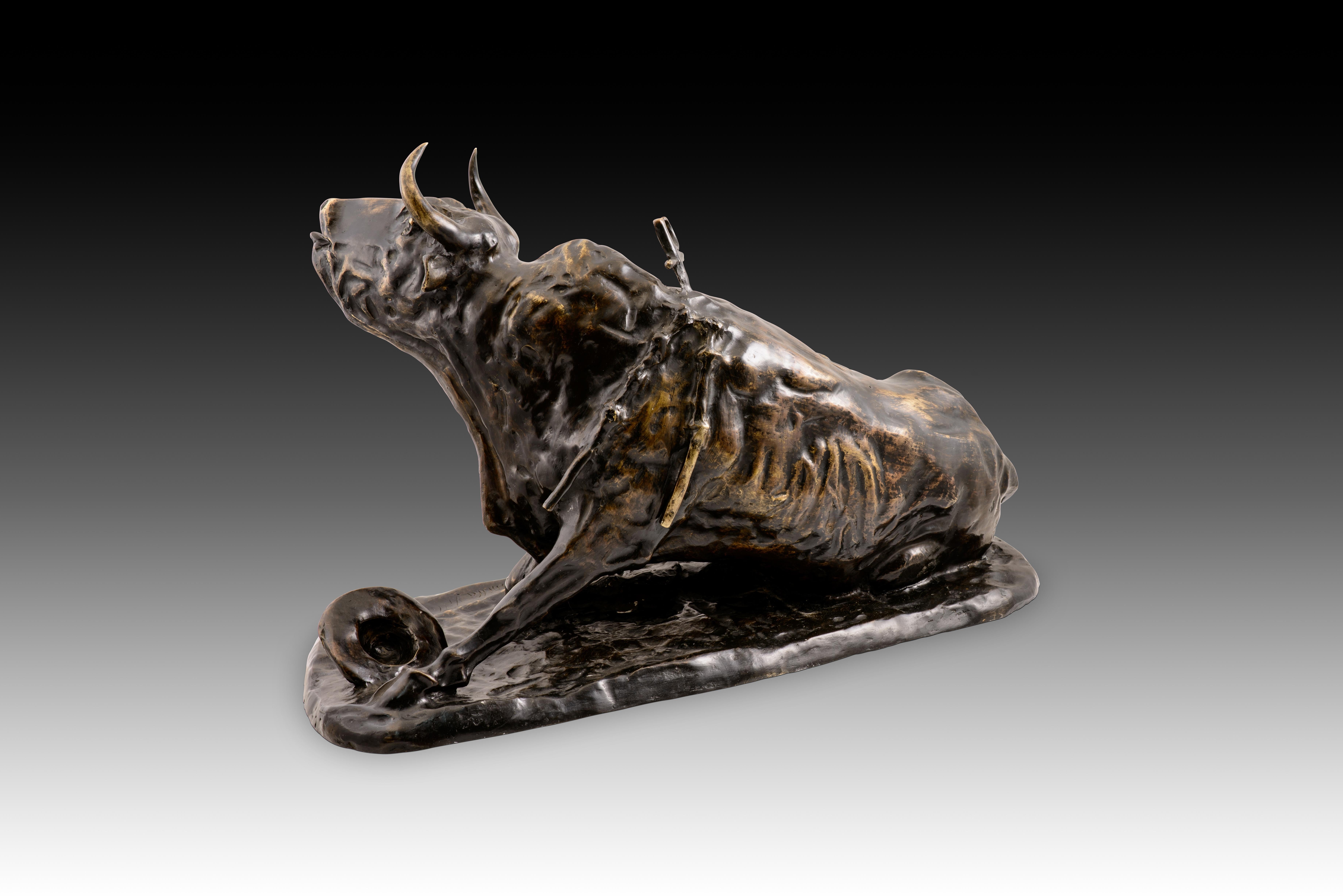Verwundeter Stier. Bronze. BONILLA VILLALBA, Francisco (1920-1978). im Zustand „Gut“ im Angebot in Madrid, ES