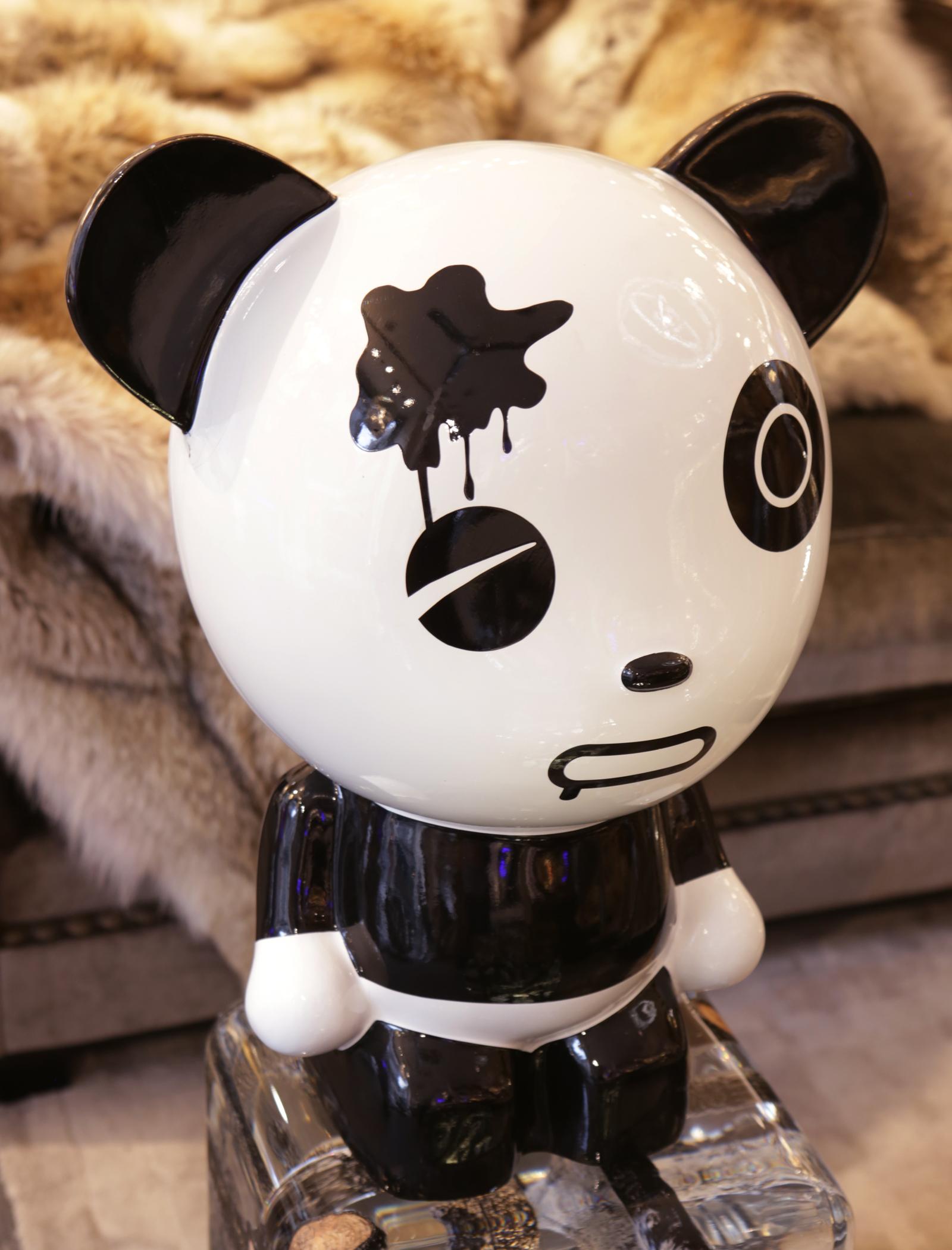 Chinese Wounded Panda Sculpture by Jiji