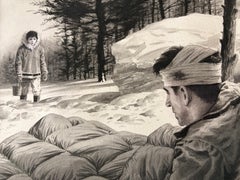 Wounded Soldier and Winter Visitor – Original Illustration by Charles Burki 1955