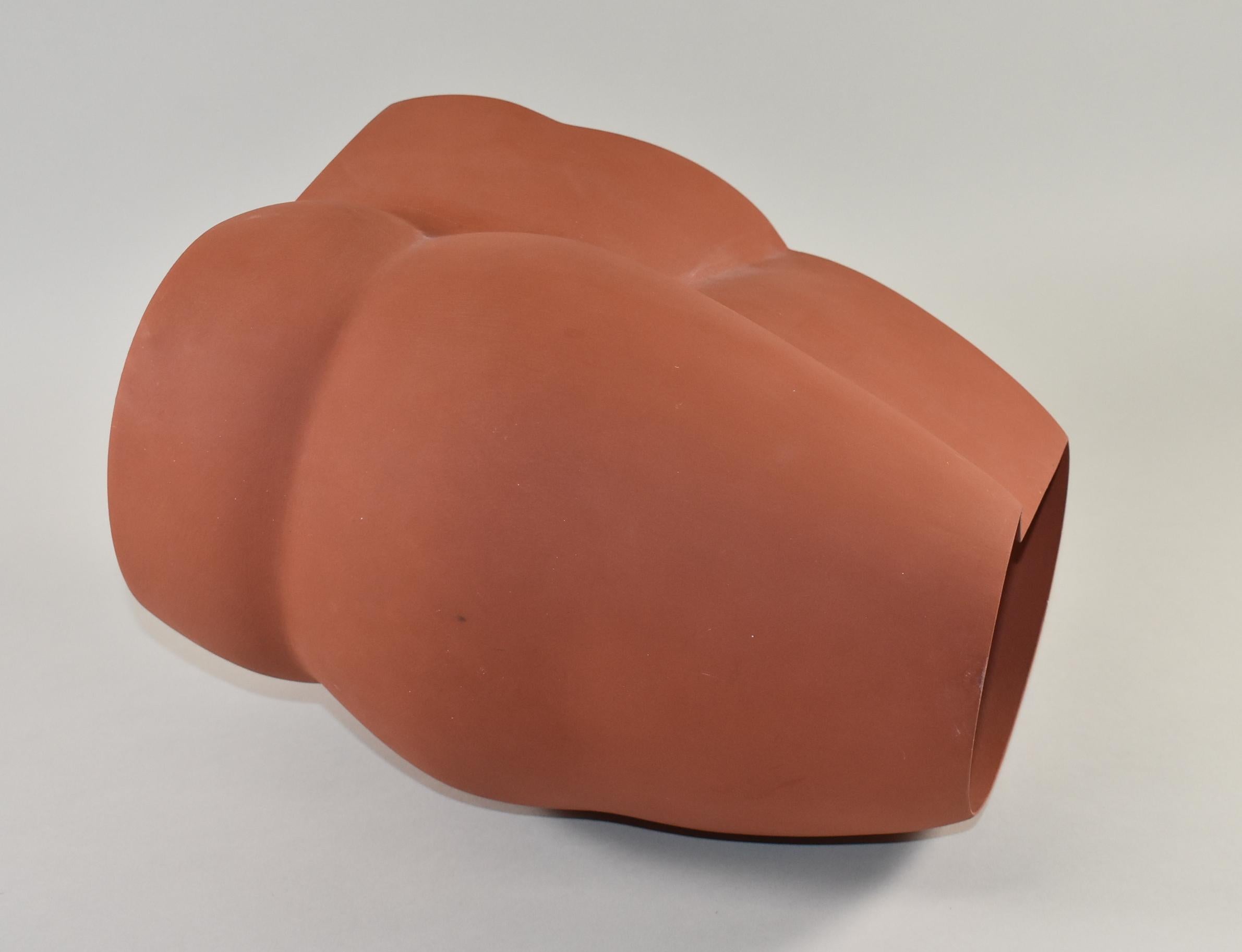 Abstract ceramic sculpture by leading Dutch ceramist Wouter Dam (b. 1957) titled Red Shape #18. This hand-created  terra cotta type clay ceramic sculpture portrays a side-lying torso and is signed and dated 1999. Excellent condition. 12