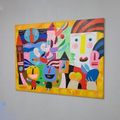 Wouter Stips "Ispirazione" Pittura figurativa contemporanea colorata degli anni 2000
