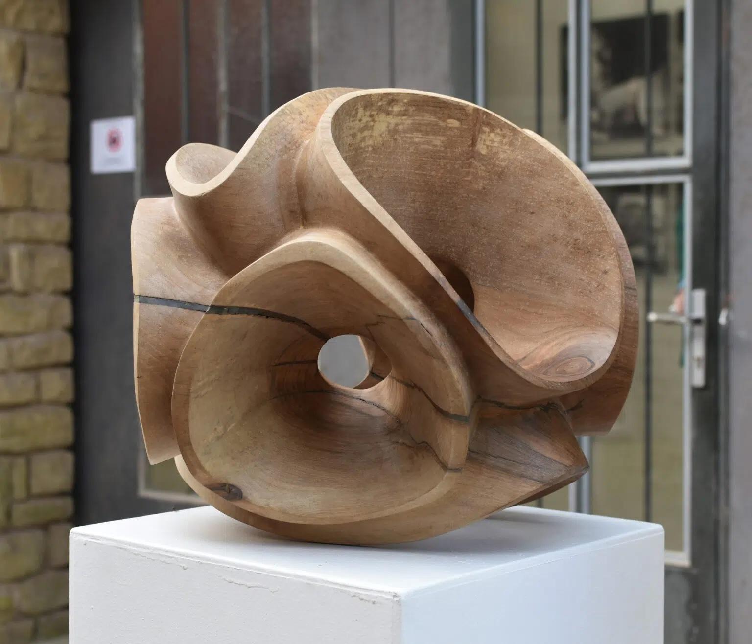 Blossom II by Wouter van der Vlugt - Wood sculpture, round, movement, shape For Sale 5