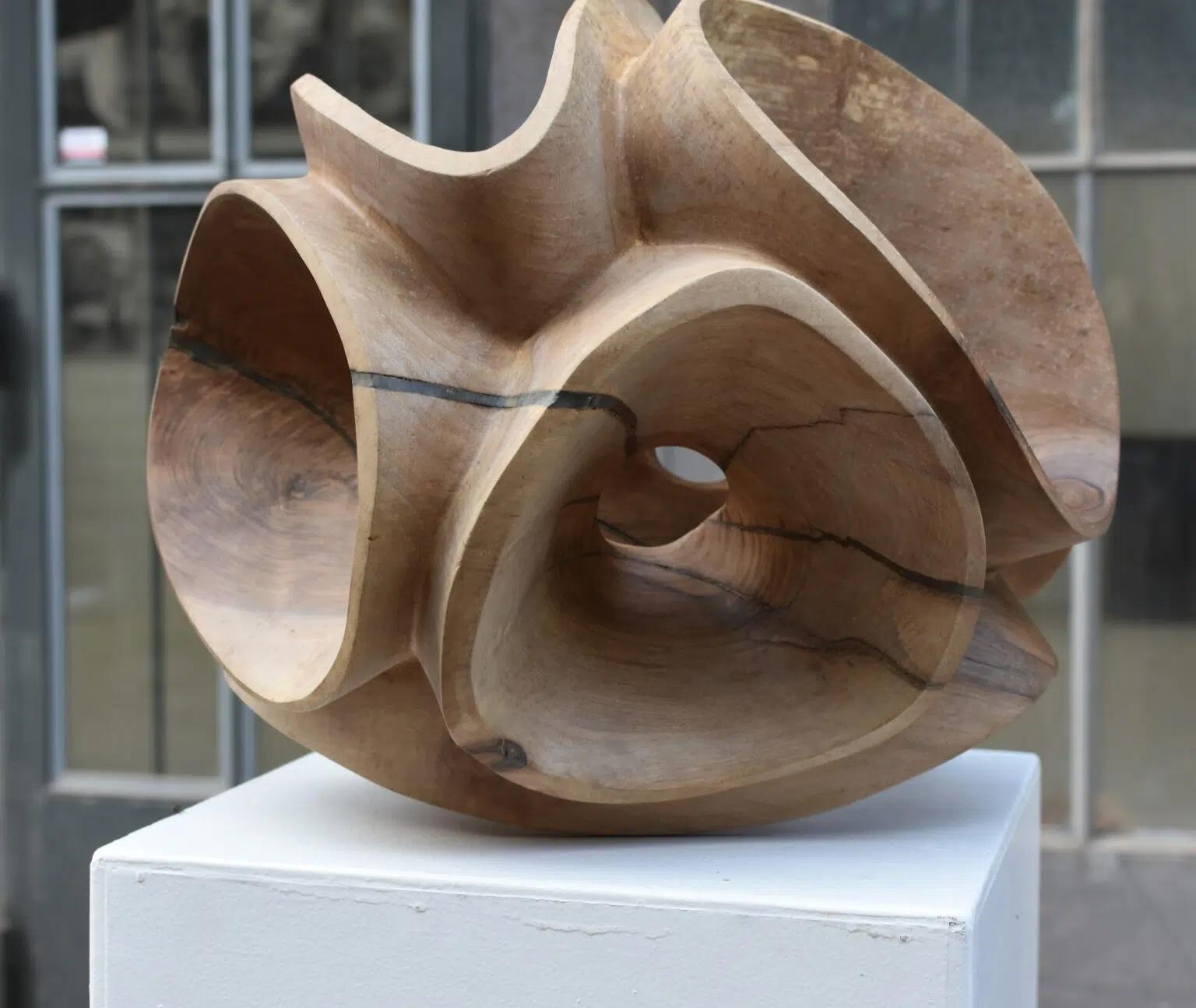 Blossom II by Wouter van der Vlugt - Wood sculpture, round, movement, shape For Sale 6