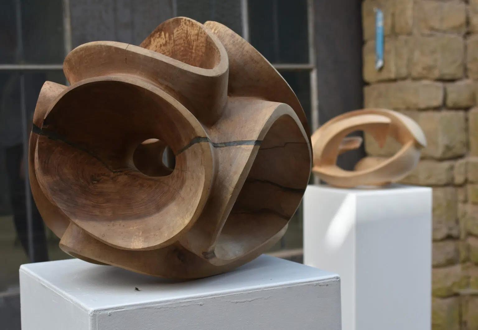 Blossom II by Wouter van der Vlugt - Wood sculpture, round, movement, shape For Sale 7