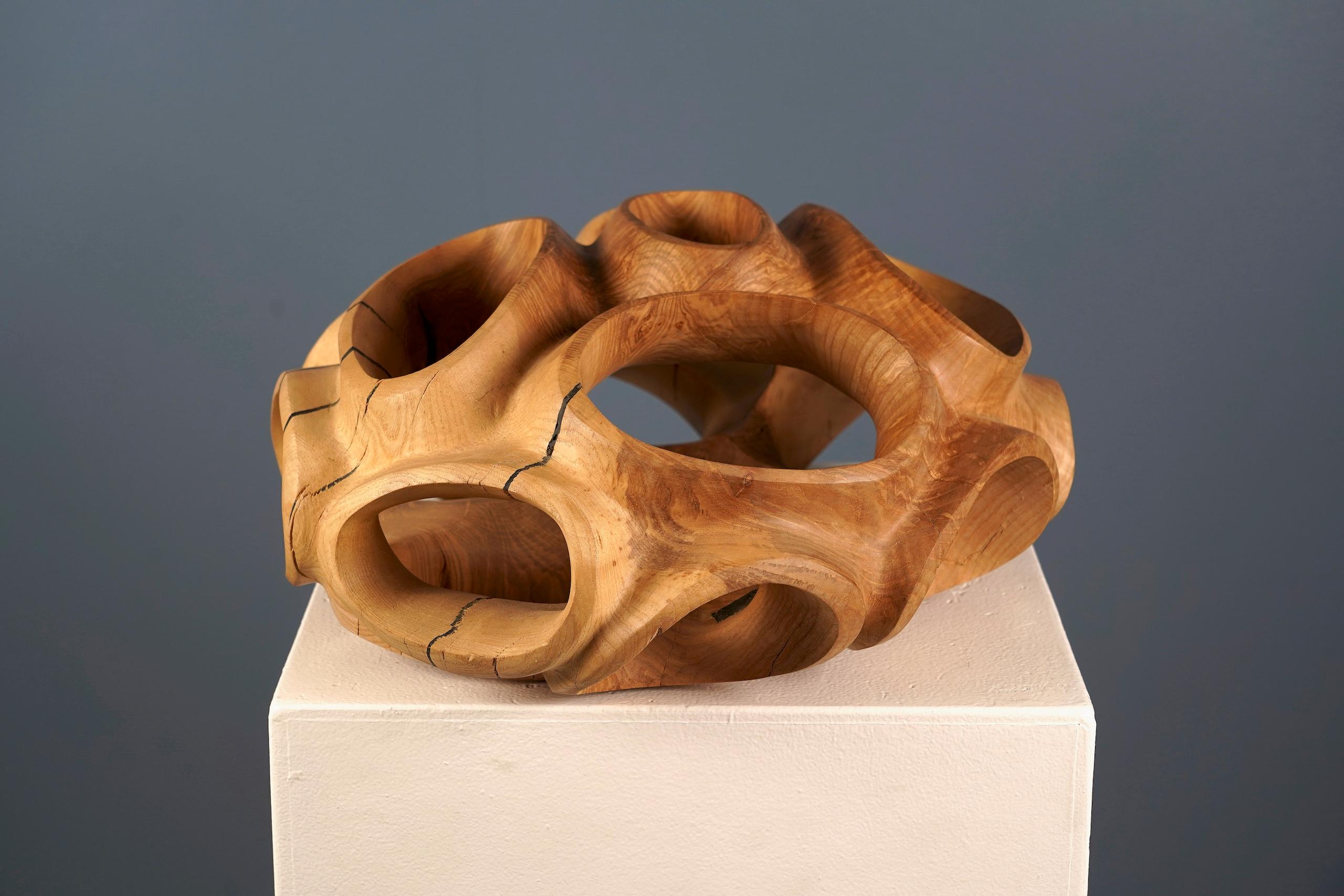 Blossom IV by Wouter van der Vlugt - Wood sculpture, round, movement, shape For Sale 2