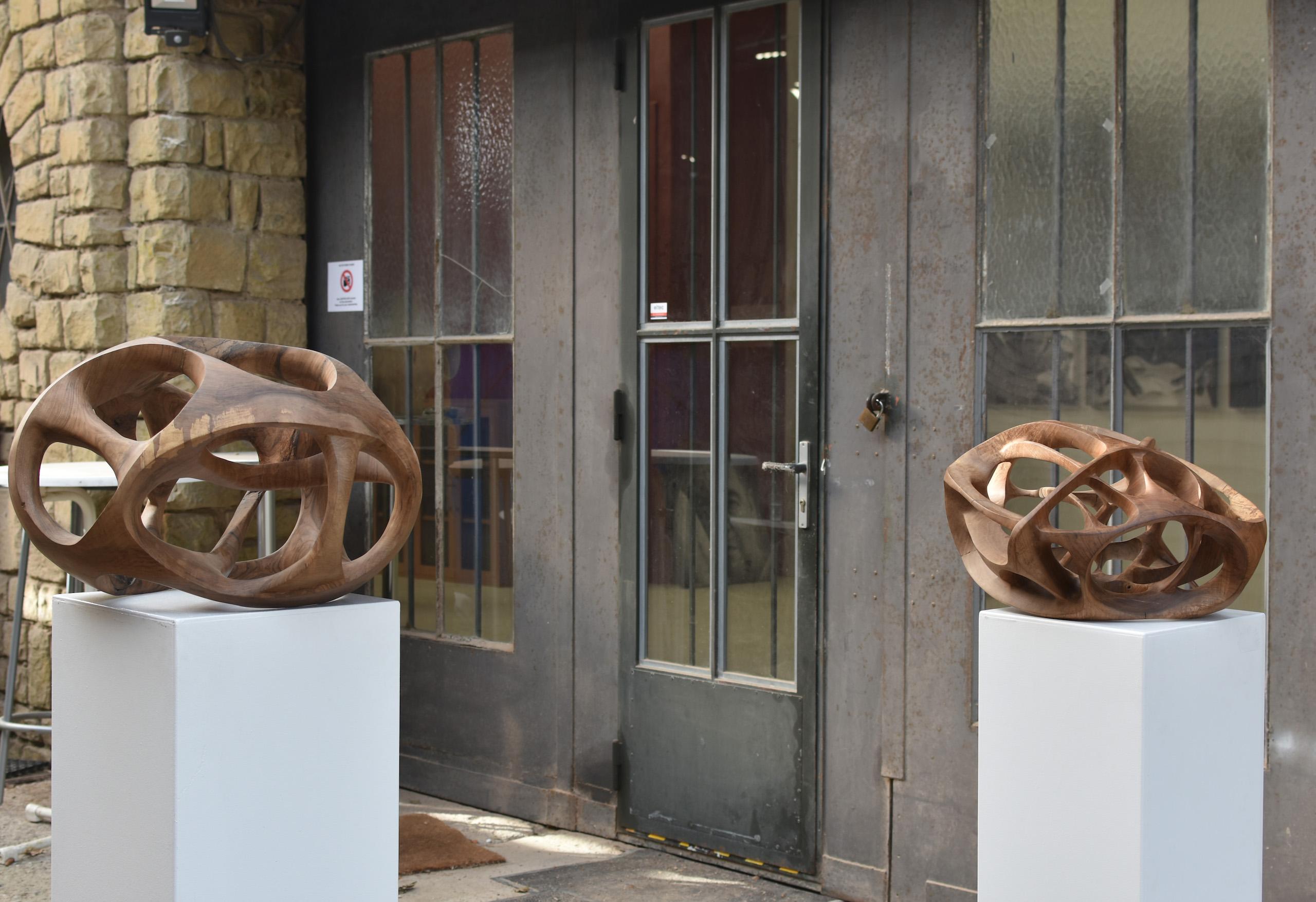 Chaotic Route III di Wouter van der Vlugt - Scultura in legno, noce, movimento 15