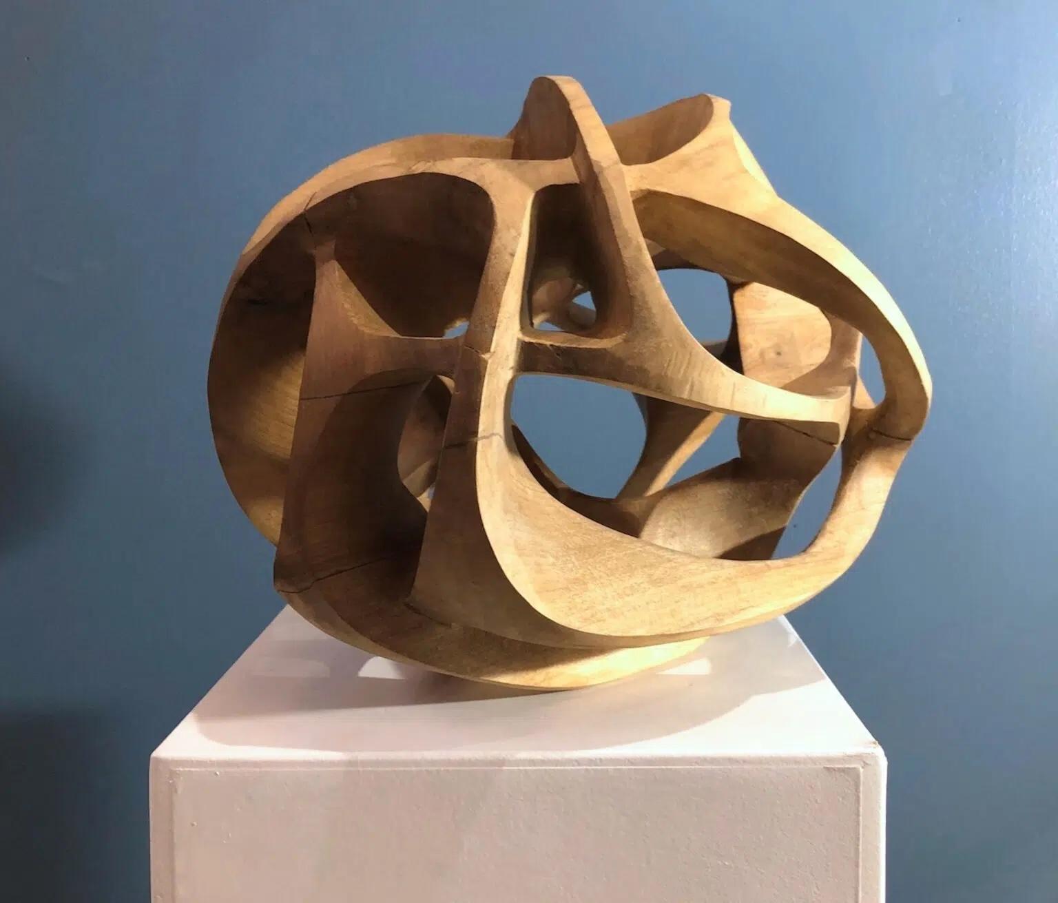Erratic Movement II by Wouter van der Vlugt - Wood sculpture, round, movement For Sale 1
