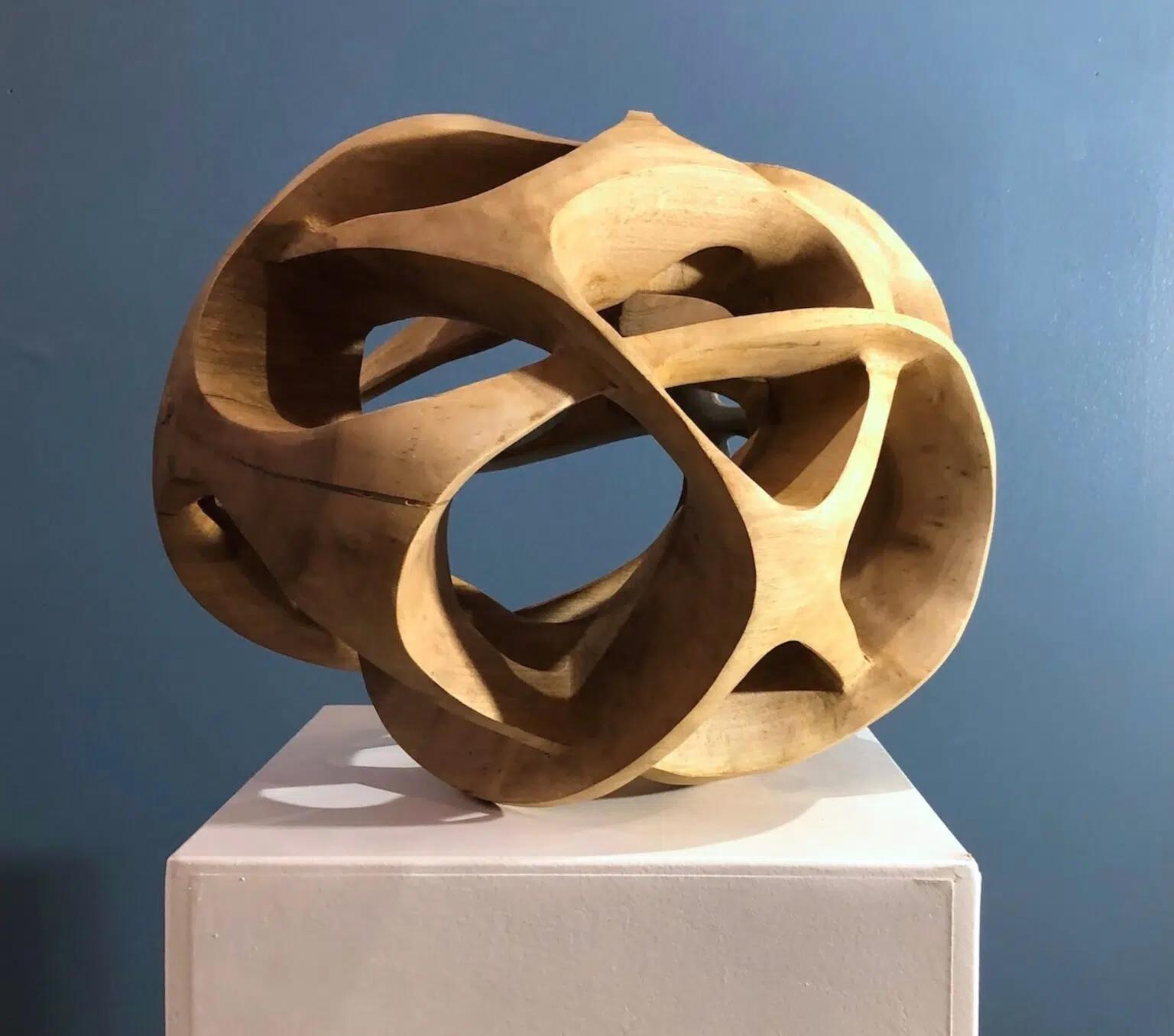 Erratic Movement II by Wouter van der Vlugt - Wood sculpture, round, movement For Sale 2