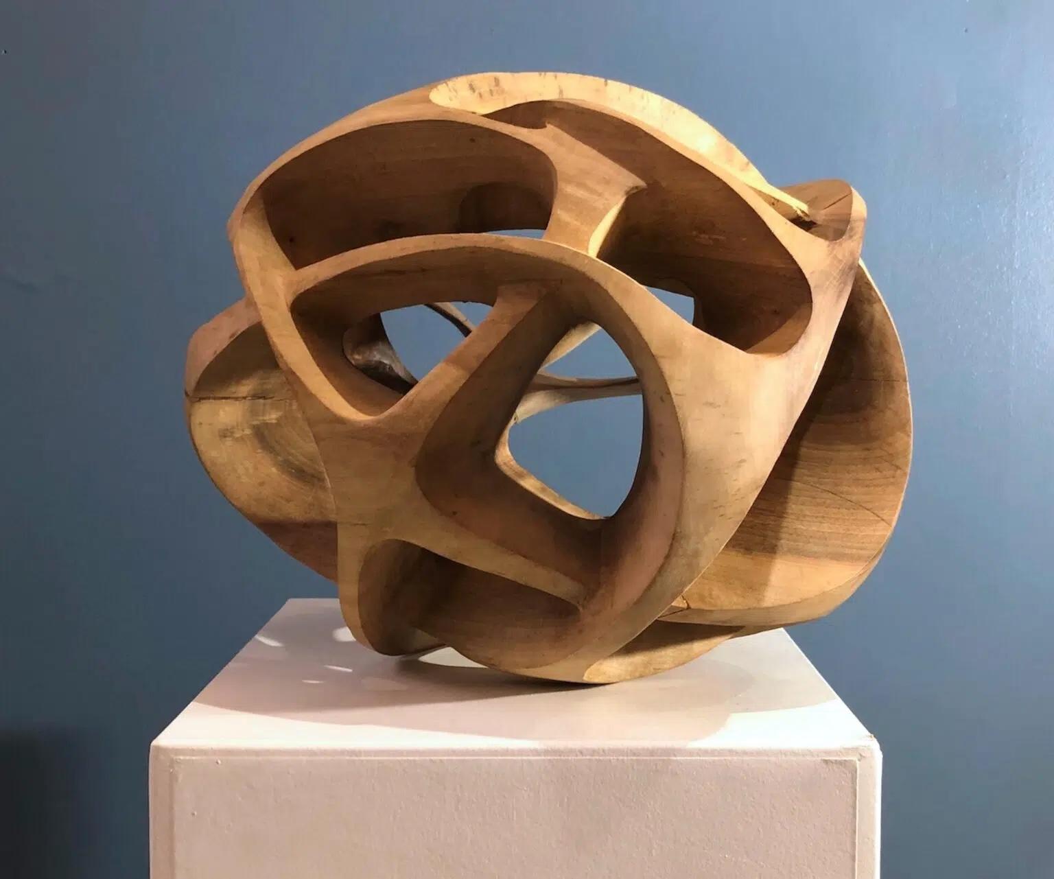 Erratic Movement II by Wouter van der Vlugt - Wood sculpture, round, movement For Sale 3