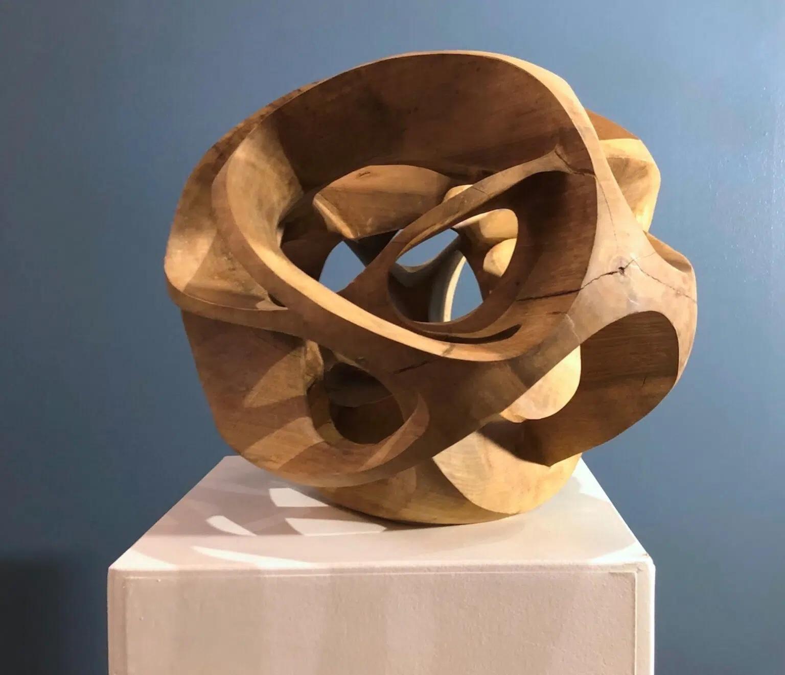 Erratic Movement II by Wouter van der Vlugt - Wood sculpture, round, movement For Sale 4