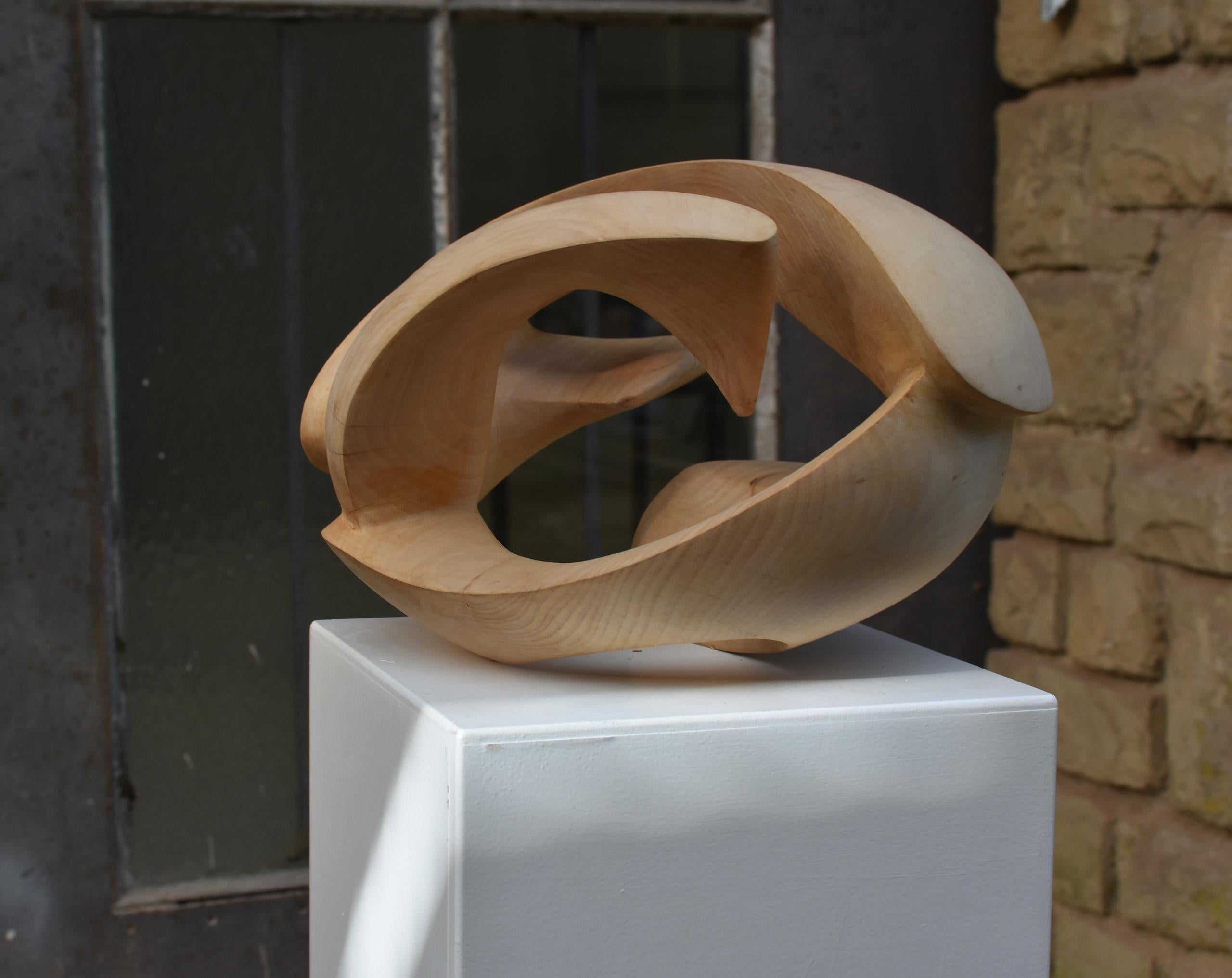Exploring Space I by Wouter van der Vlugt - Wood sculpture, chestnut, movement For Sale 14
