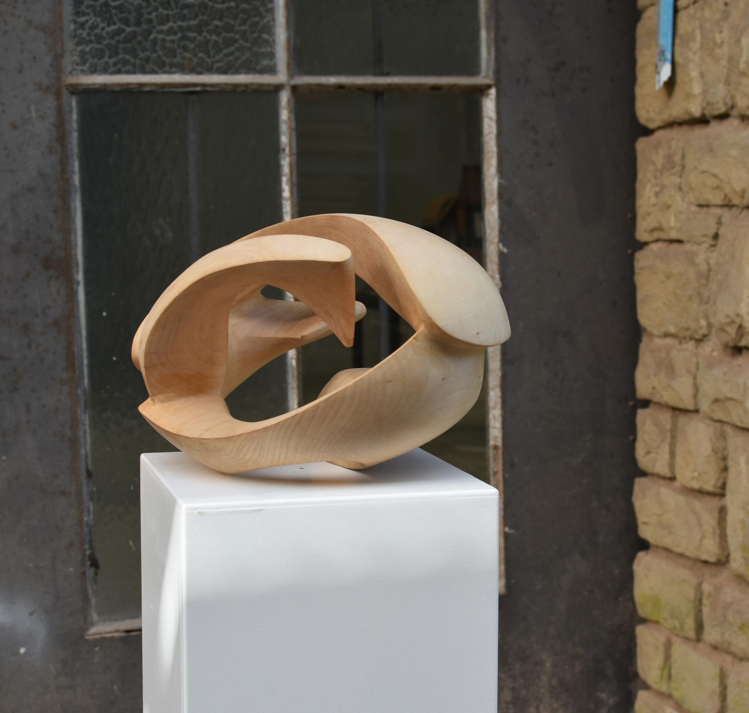 Exploring Space I by Wouter van der Vlugt - Wood sculpture, chestnut, movement For Sale 16
