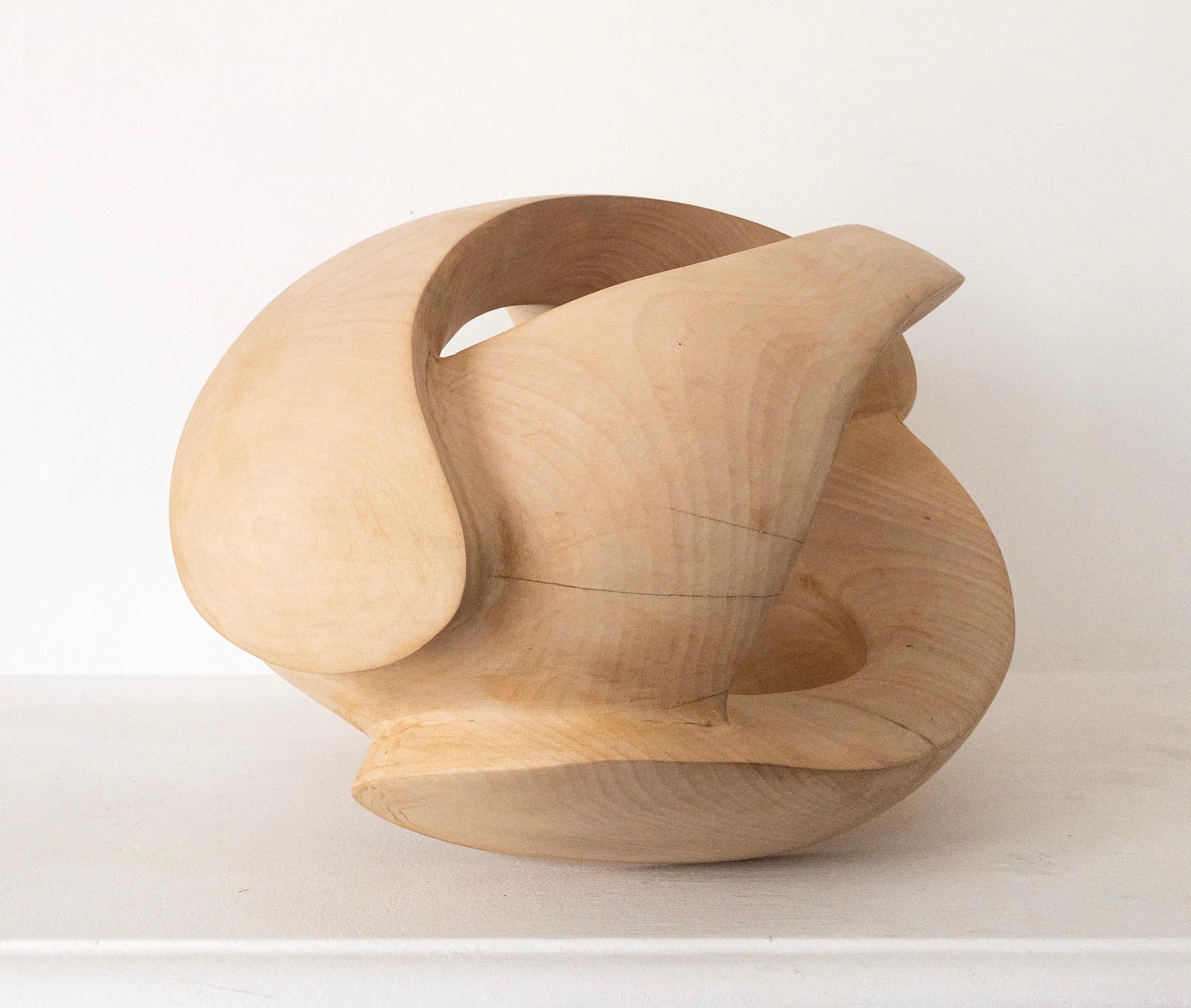 Exploring Space I by Wouter van der Vlugt - Wood sculpture, chestnut, movement For Sale 4