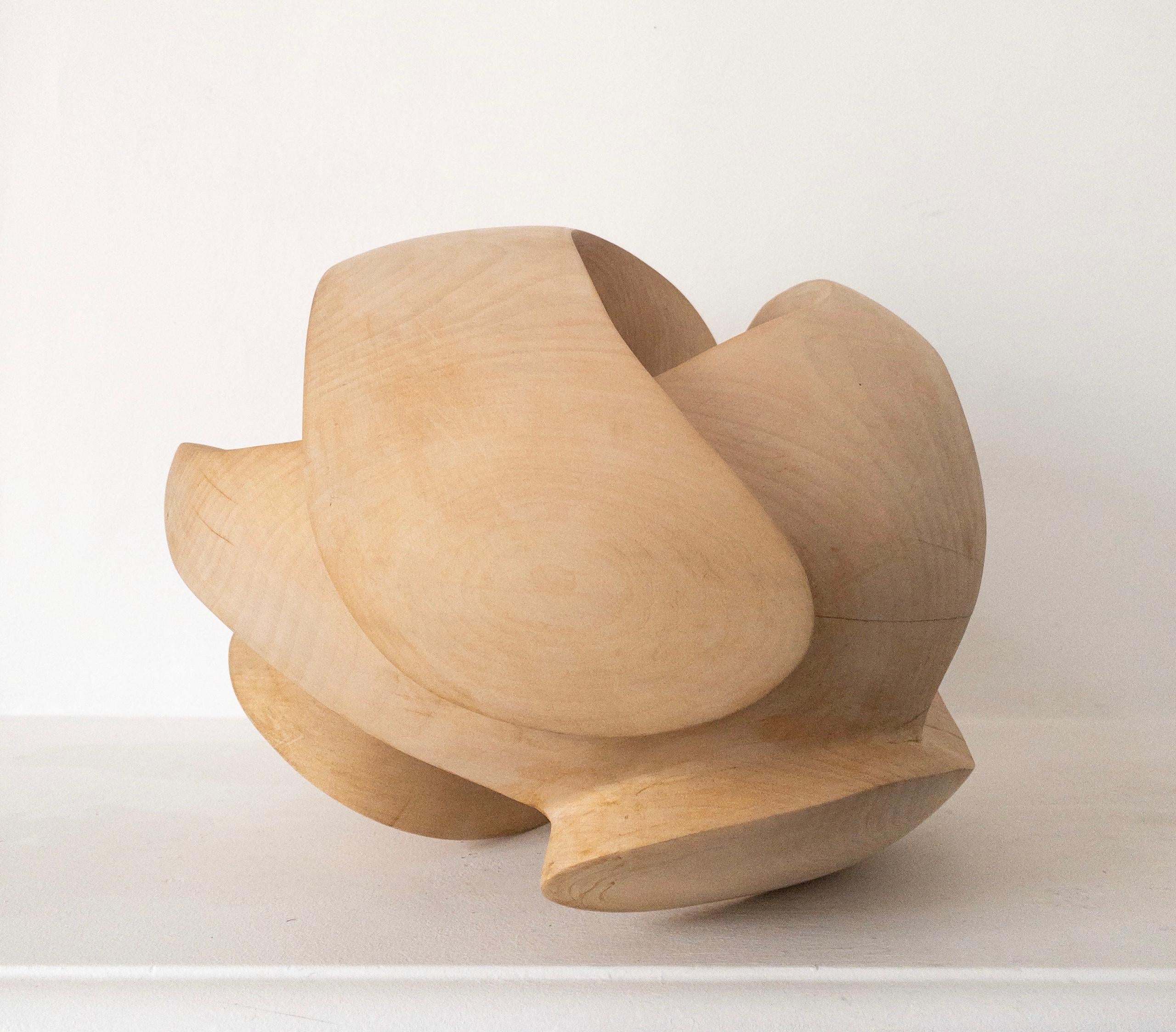 Exploring Space I by Wouter van der Vlugt - Wood sculpture, chestnut, movement For Sale 5