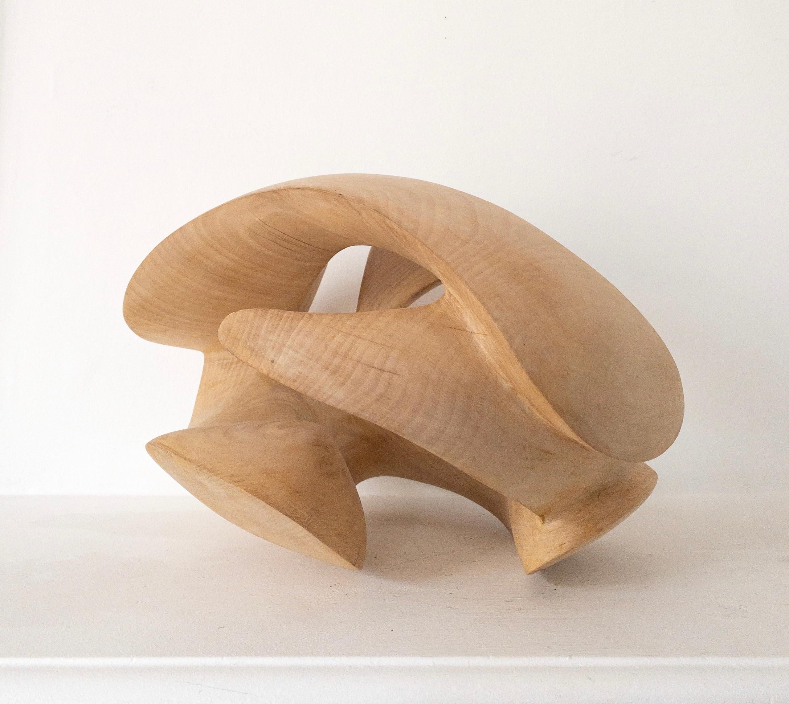 Exploring Space I by Wouter van der Vlugt - Wood sculpture, chestnut, movement For Sale 6